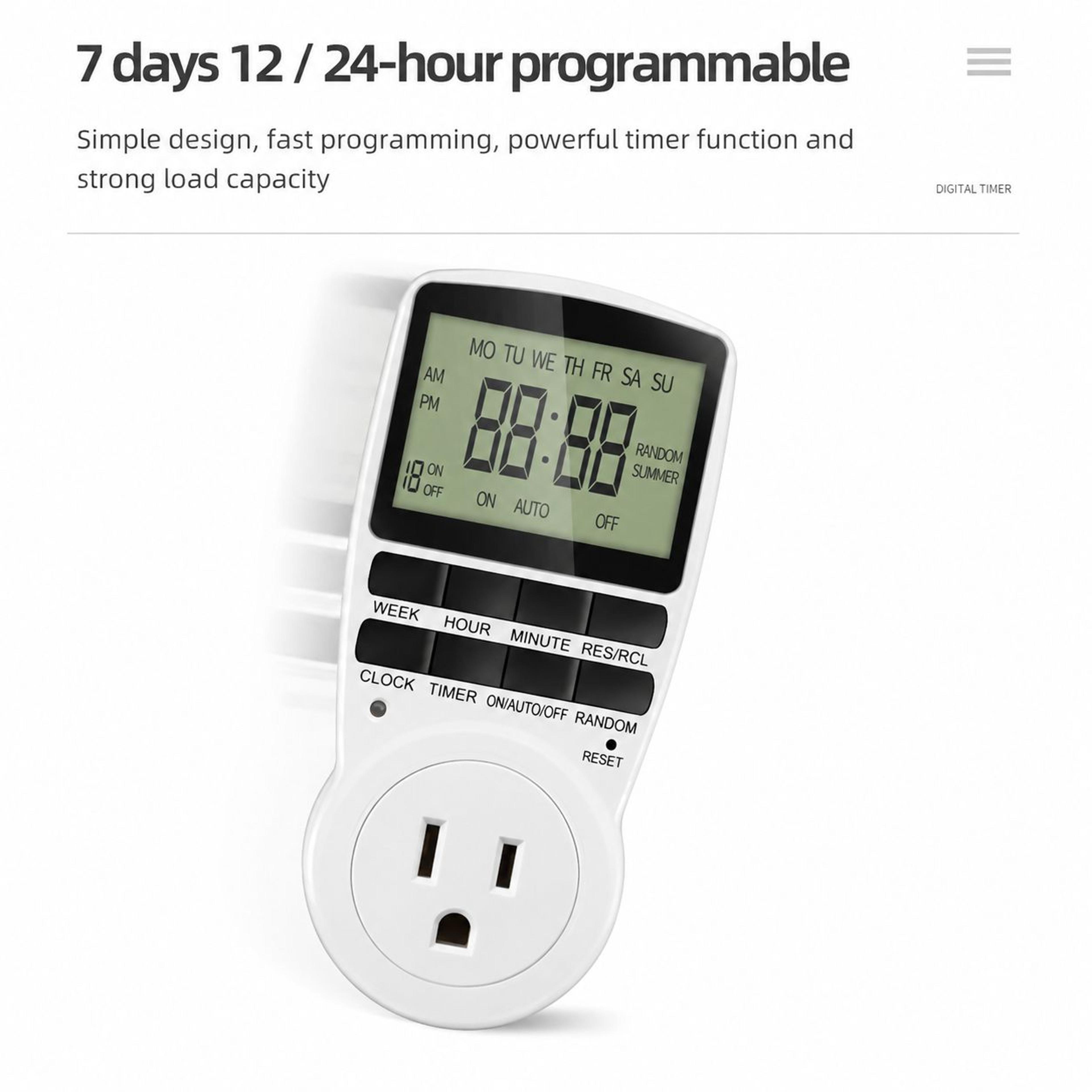 1224 Hour Digital Timer Outlet  10Program US Plug Programmable Socket 15A 1800W Electronic Applianc 1