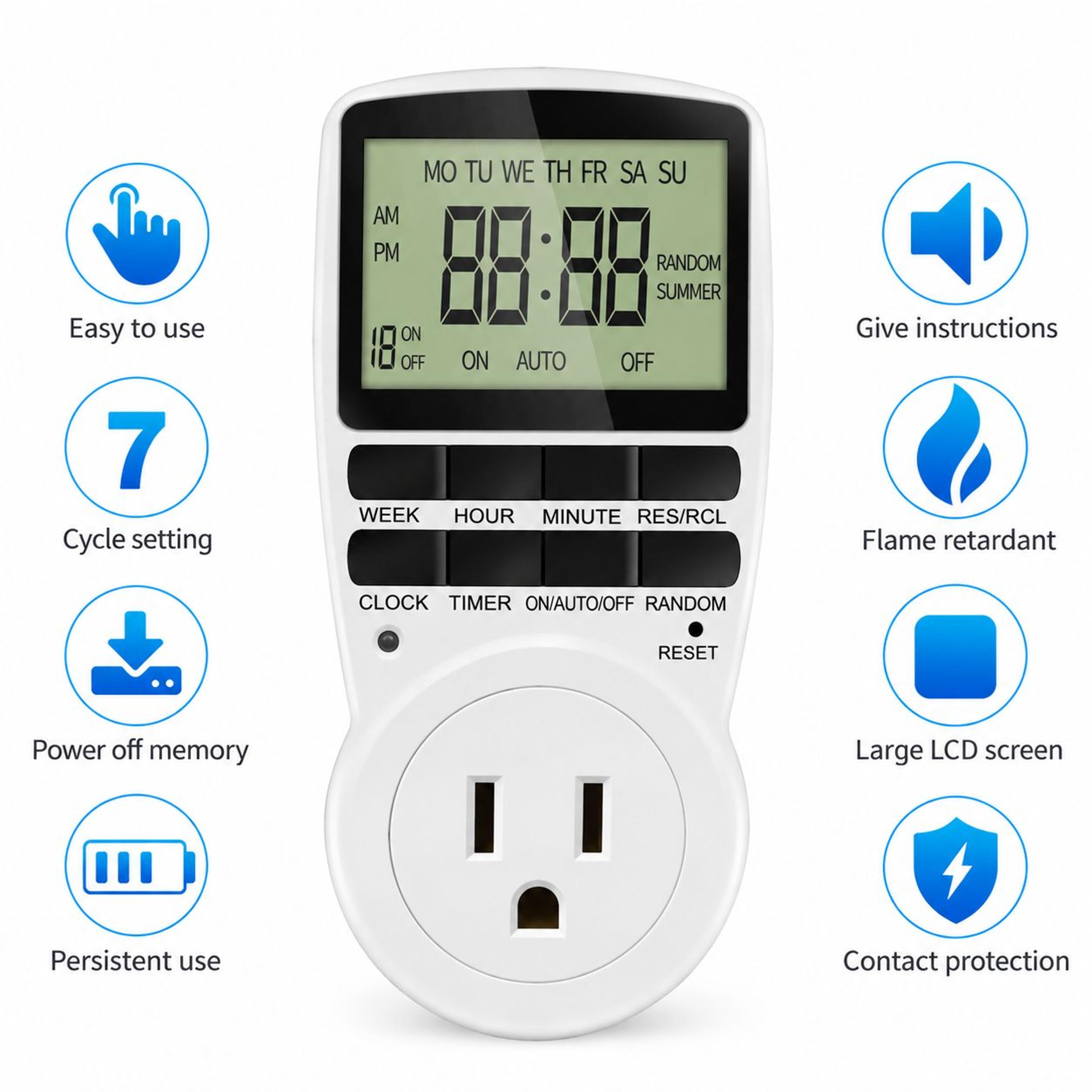 1224 Hour Digital Timer Outlet  10Program US Plug Programmable Socket 15A 1800W Electronic Applianc 0