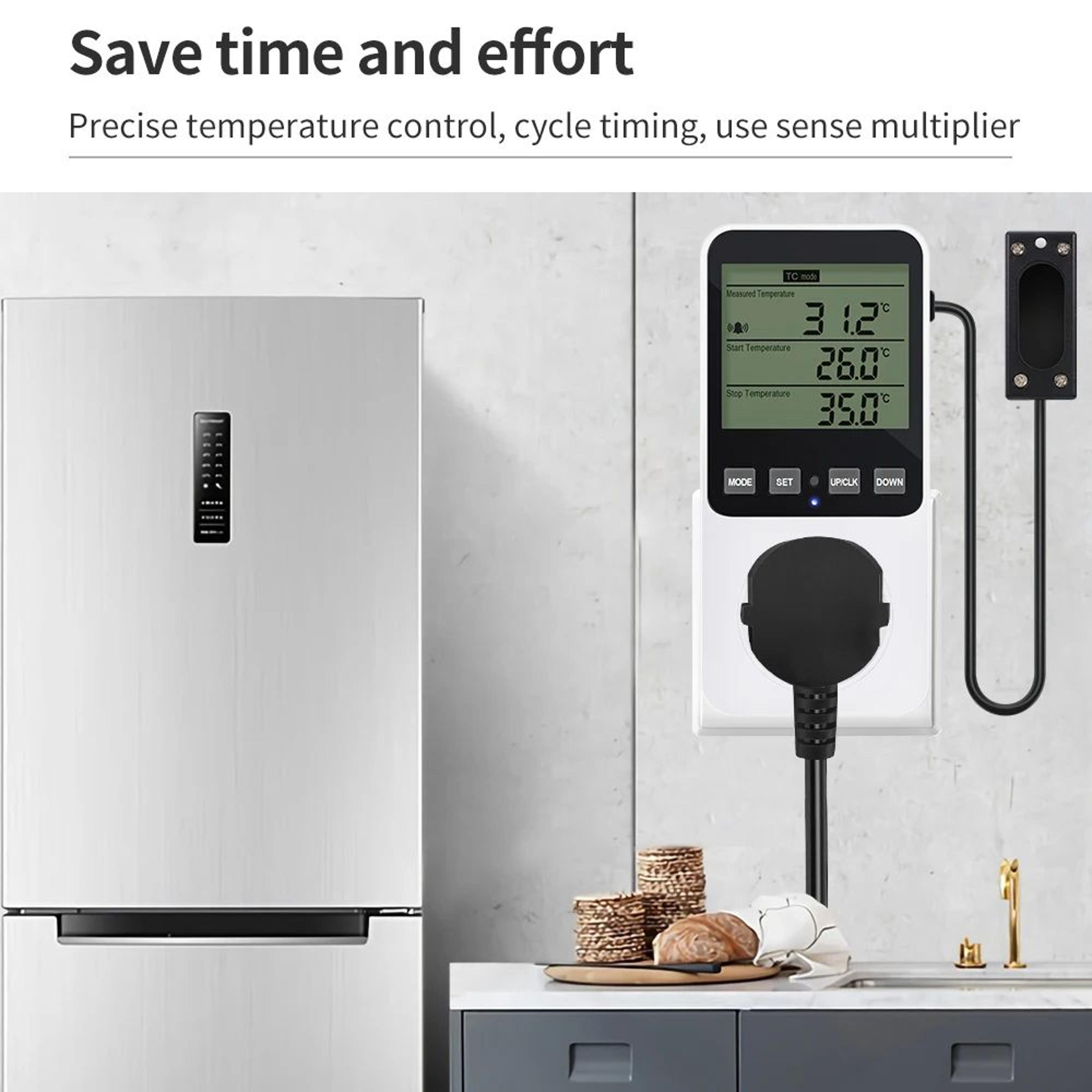 Digital Temperature Humidity Controller  LCD Thermostat Hygrostat Timer Socket With Sensor 15A 120V 3