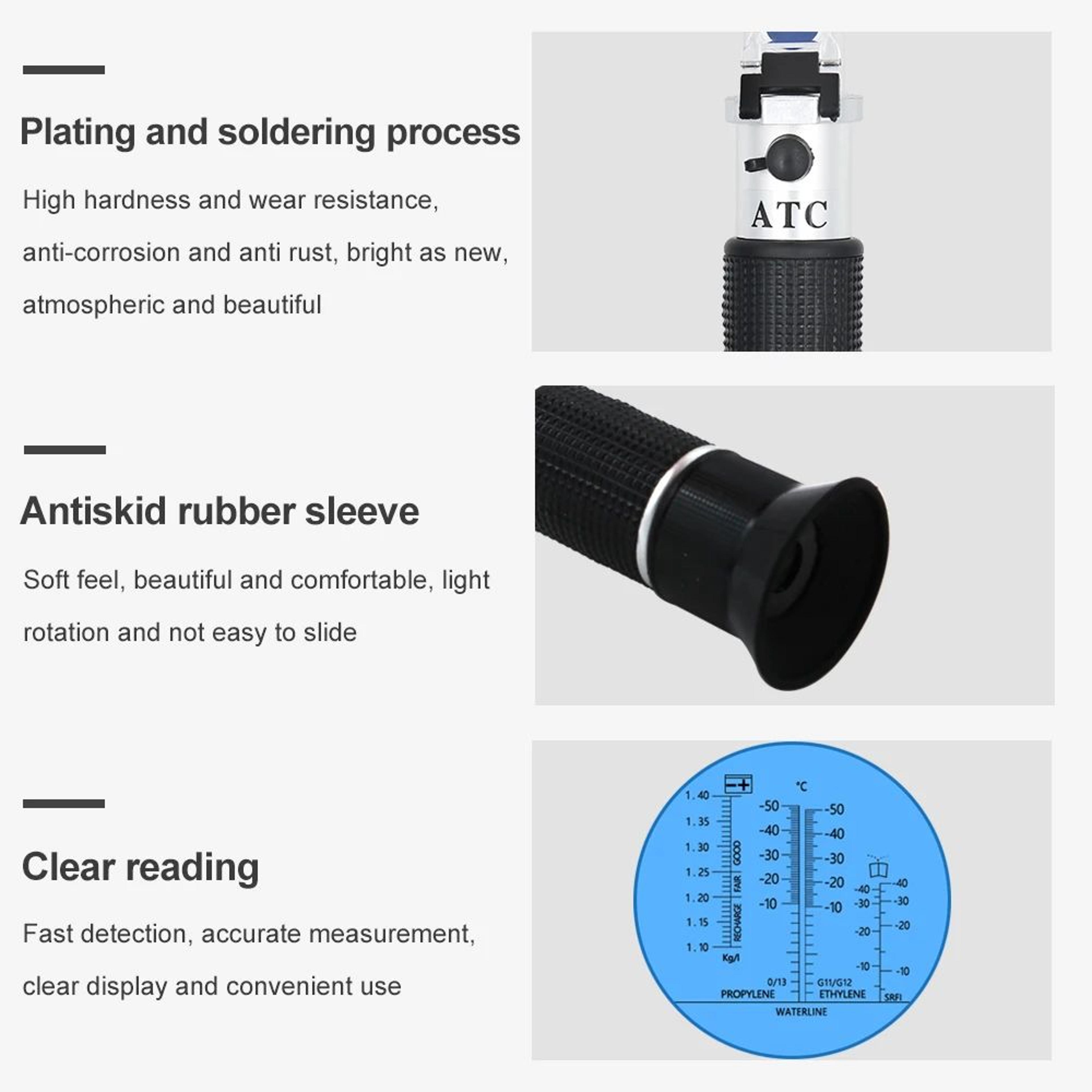 Handheld Automotive Antifreeze Refractometer  Battery Acid Specific Gravity  Coolant Freezing Point 3