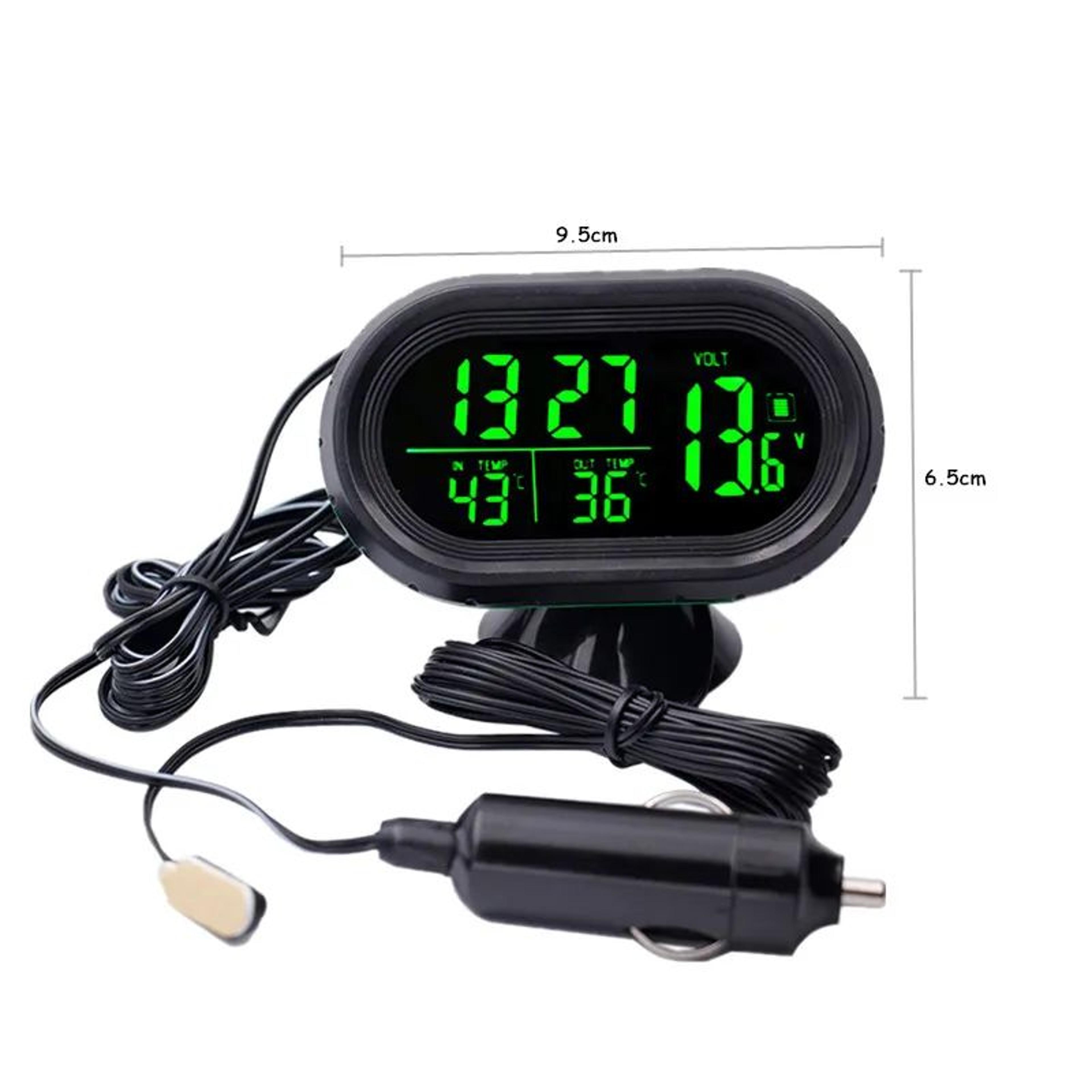 4in1 Digital Car Thermometer  12V24V LCD Voltmeter Clock With Dual Temperature Display Backlight  F 5