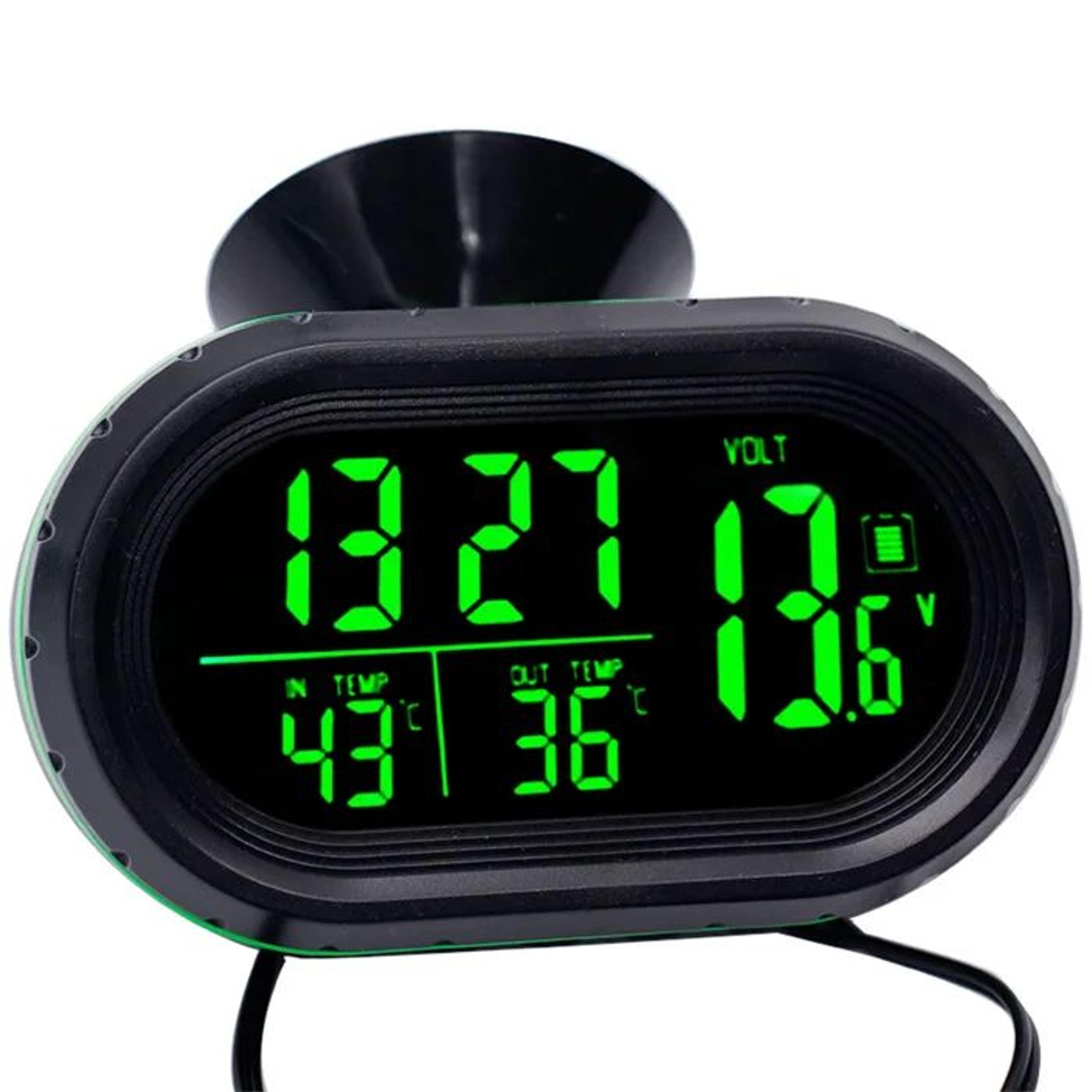 4in1 Digital Car Thermometer  12V24V LCD Voltmeter Clock With Dual Temperature Display Backlight  F 7