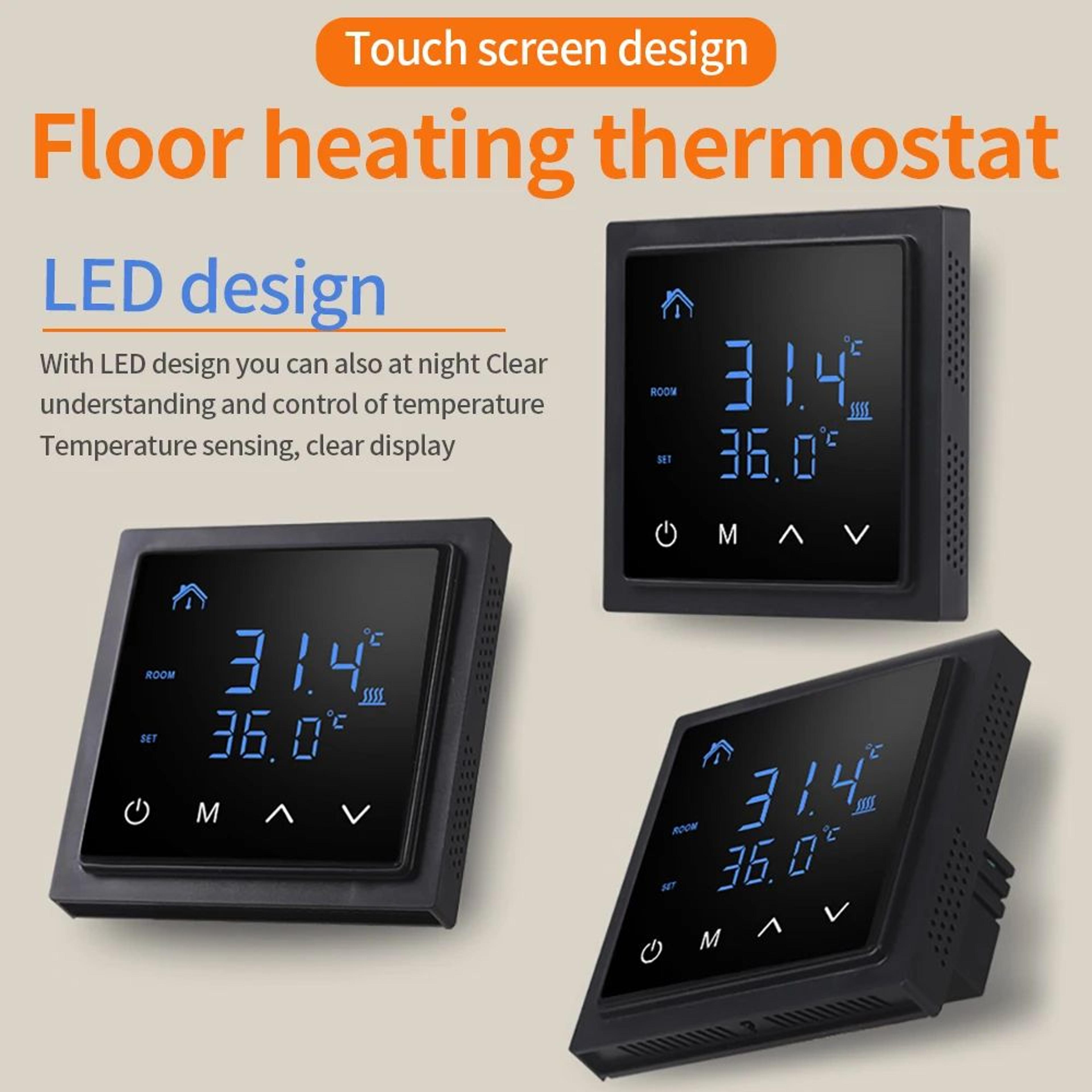 16A Smart Floor Heating Thermostat  LED Touch Screen Temperature Controller With Dual Sensors Child 2
