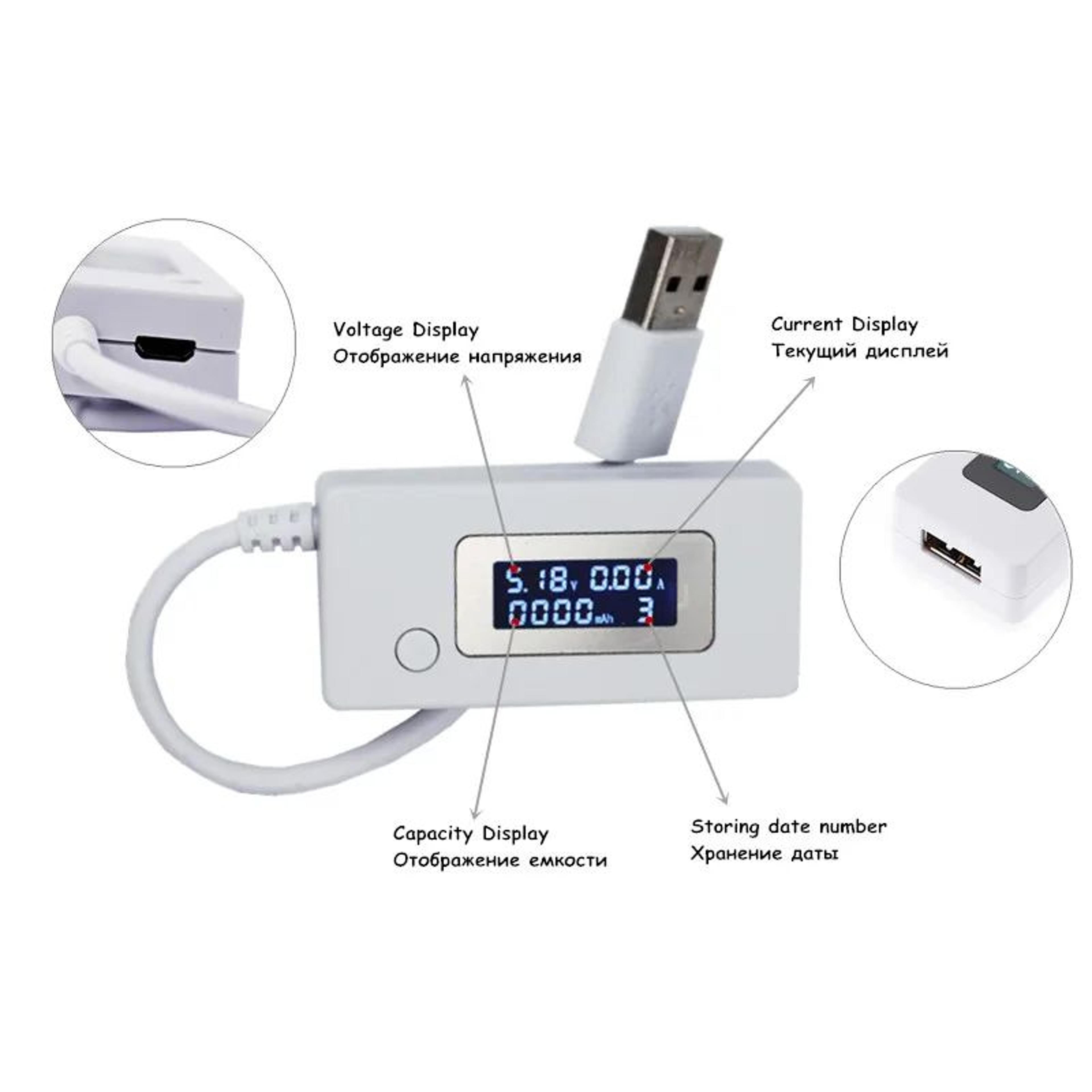 Mini USB Voltage Current Tester  LCD Digital Power Meter Charger Detector With Data Storage For Pho