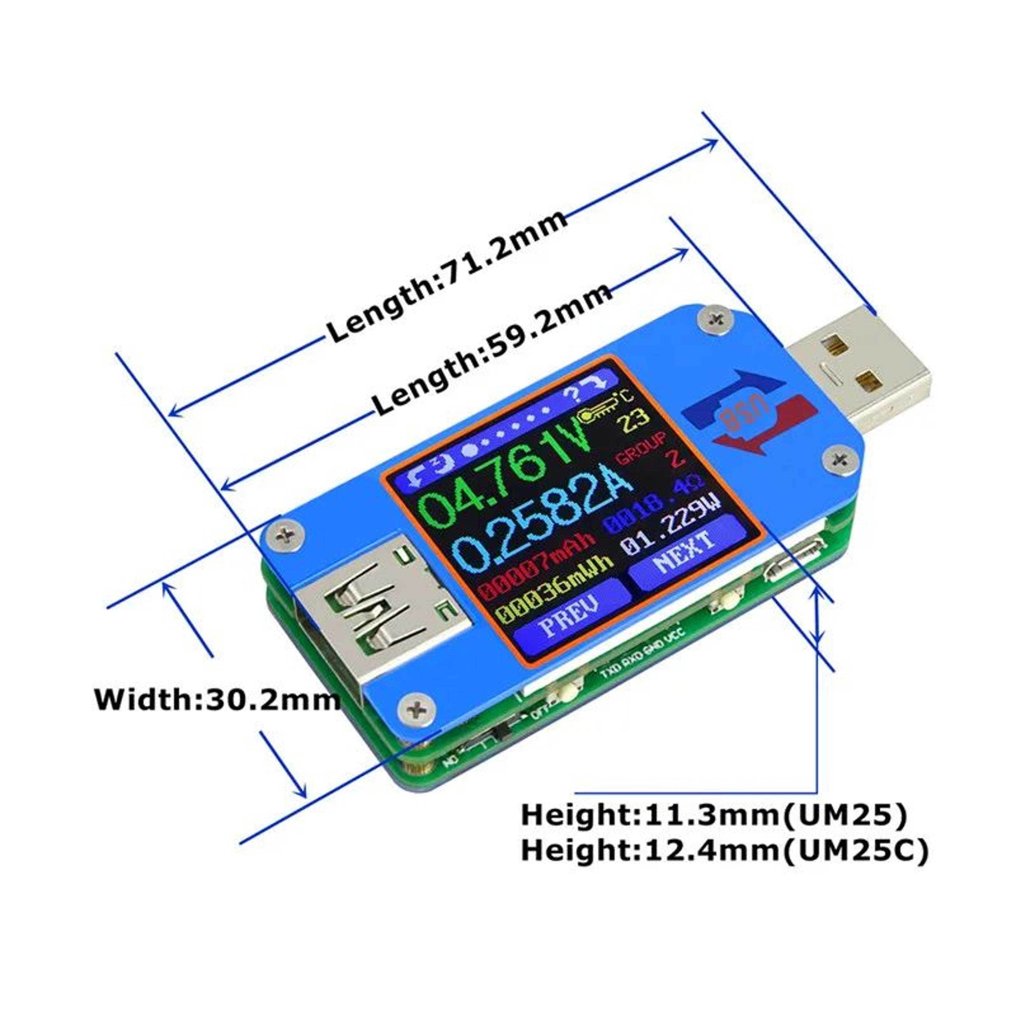 USB TypeC Digital Voltmeter Ammeter  144 In Color LCD Power Meter Quick Charger Power Bank Detector 2