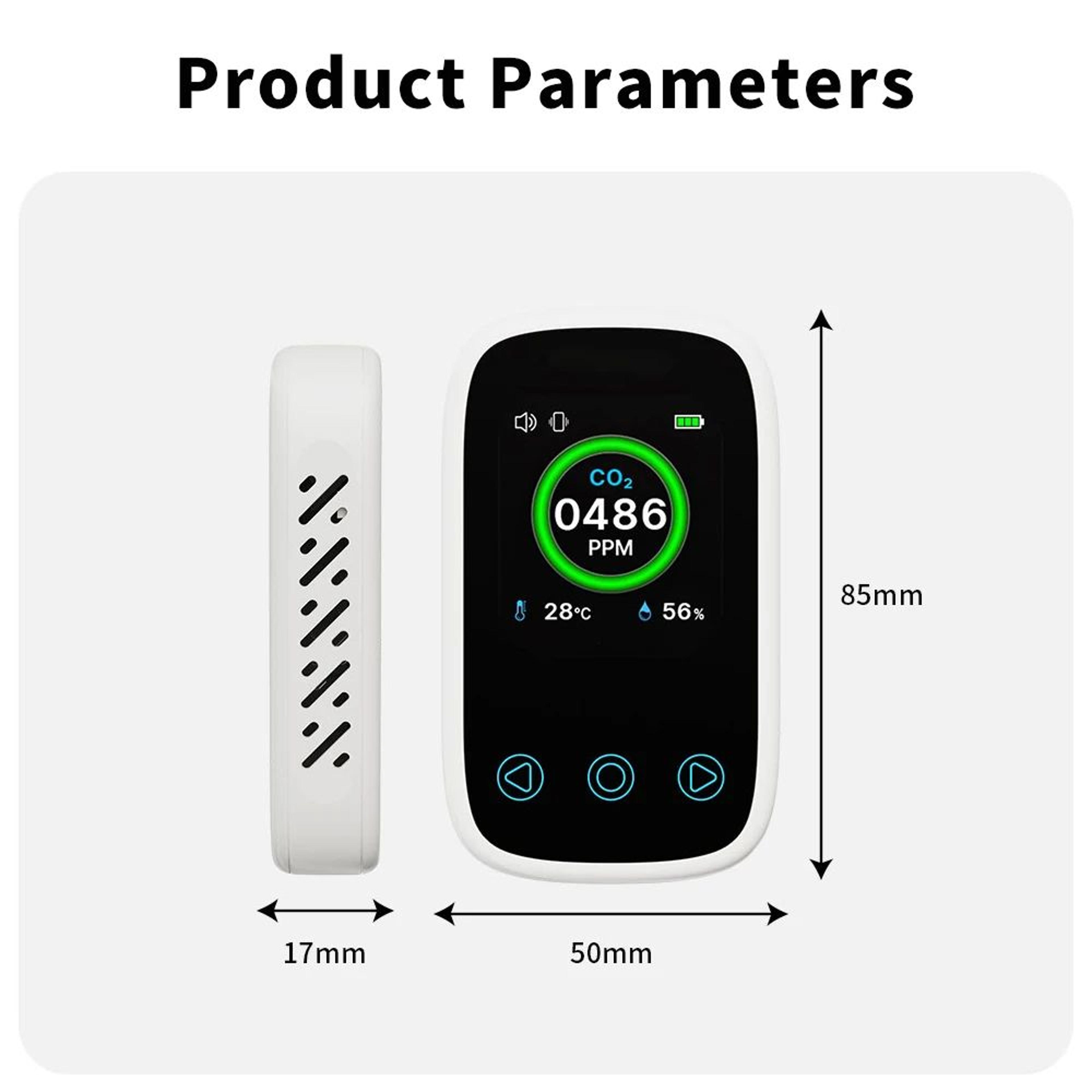3in1 Air Quality Meter  NDIR CO2 Temperature Humidity Monitor With LCD Voice Vibration Alarm For Ho 3
