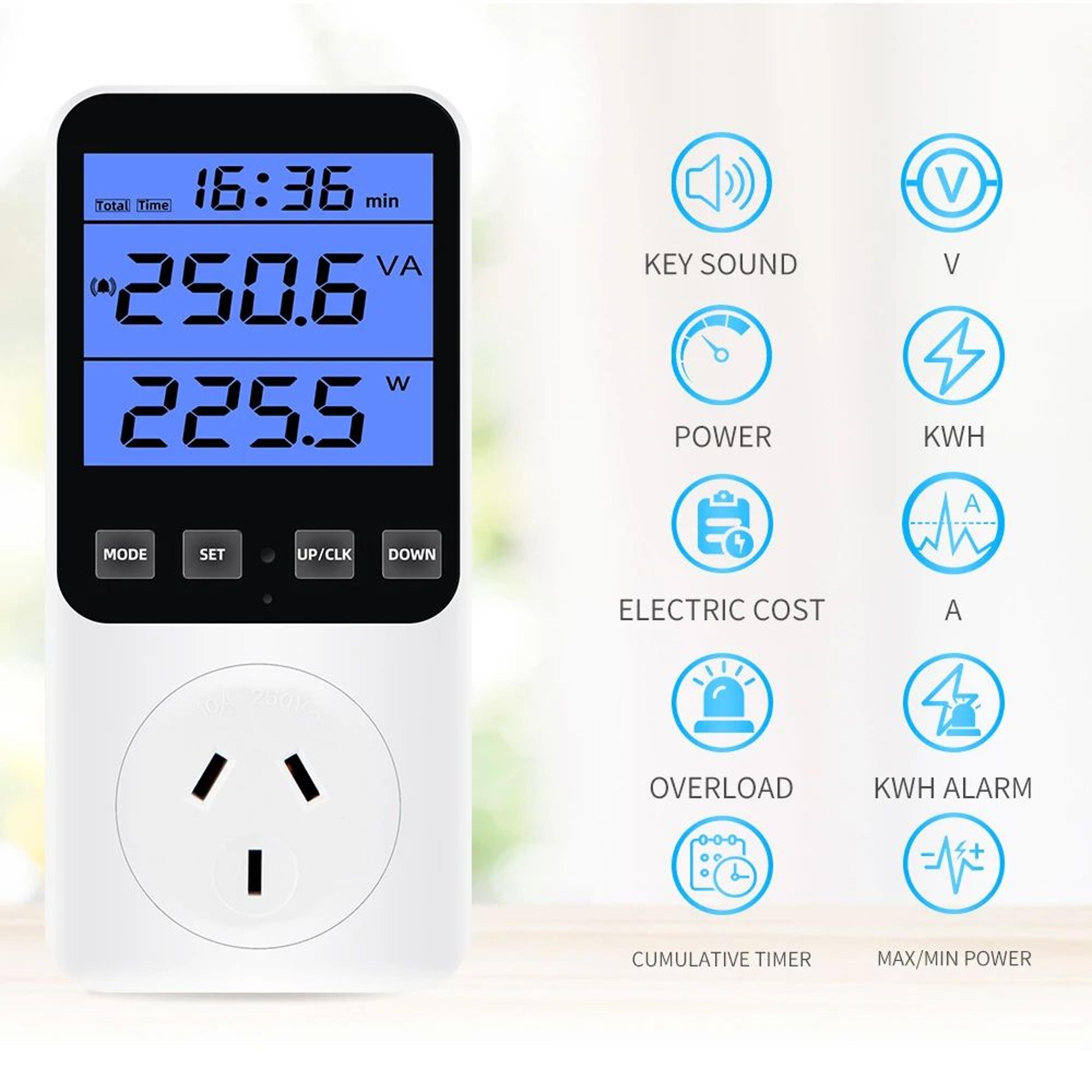 Digital Power Energy Meter  120V 15A LCD Wattmeter Socket Analyzer With KWh Voltage Current  Cost M 0