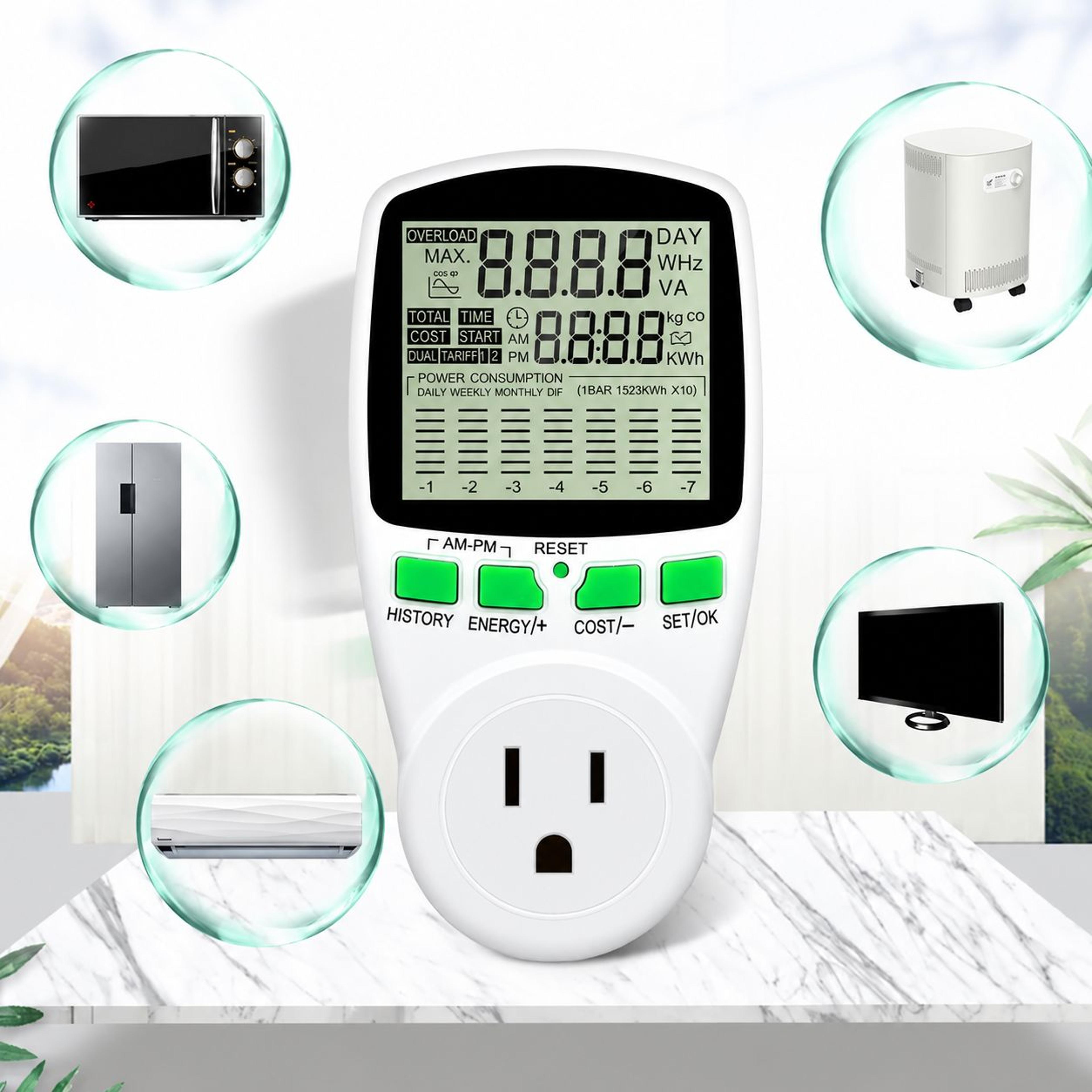 Digital LCD Electricity Usage Meter  120V 15A Watt KWh Voltage Current Cost Power Analyzer Monitor  5