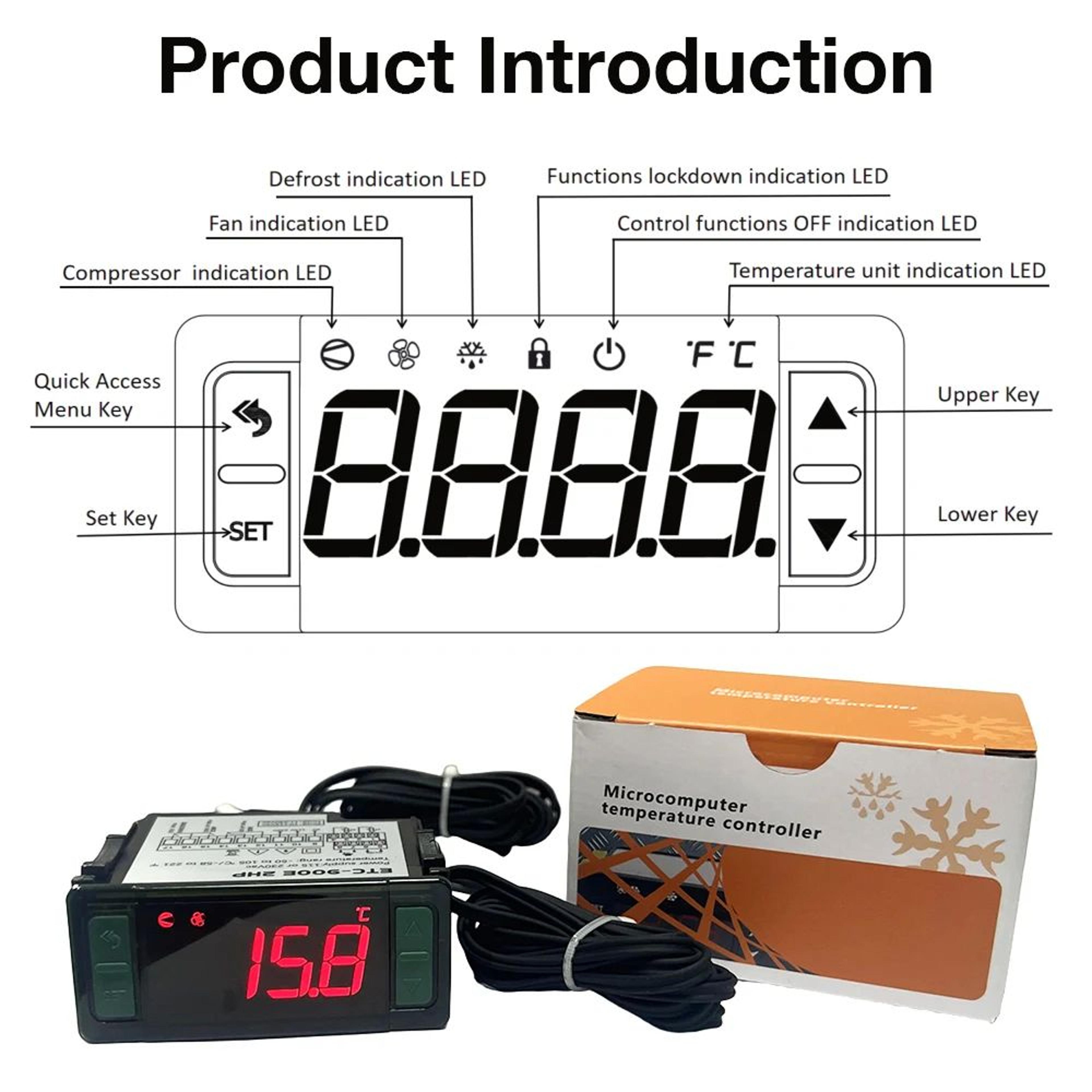Digital Temperature Controller  58F To 221F LCD Electronic Thermostat For Heating Cooling Defrostin 3