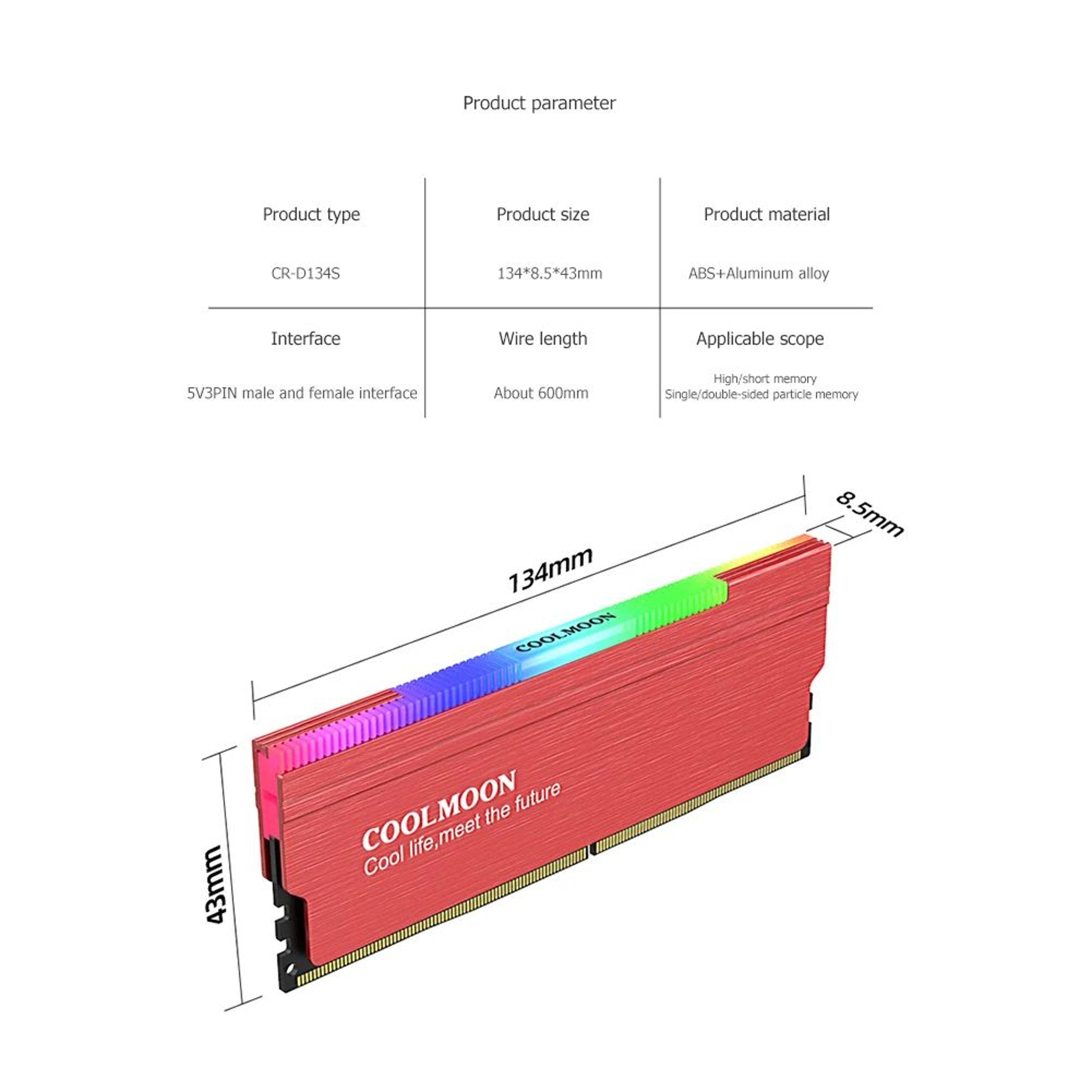 ARGB RAM Heatsink  5V 3Pin Addressable RGB Memory Cooling Radiator Aluminum Heat Sink For DDR3 DDR4 5