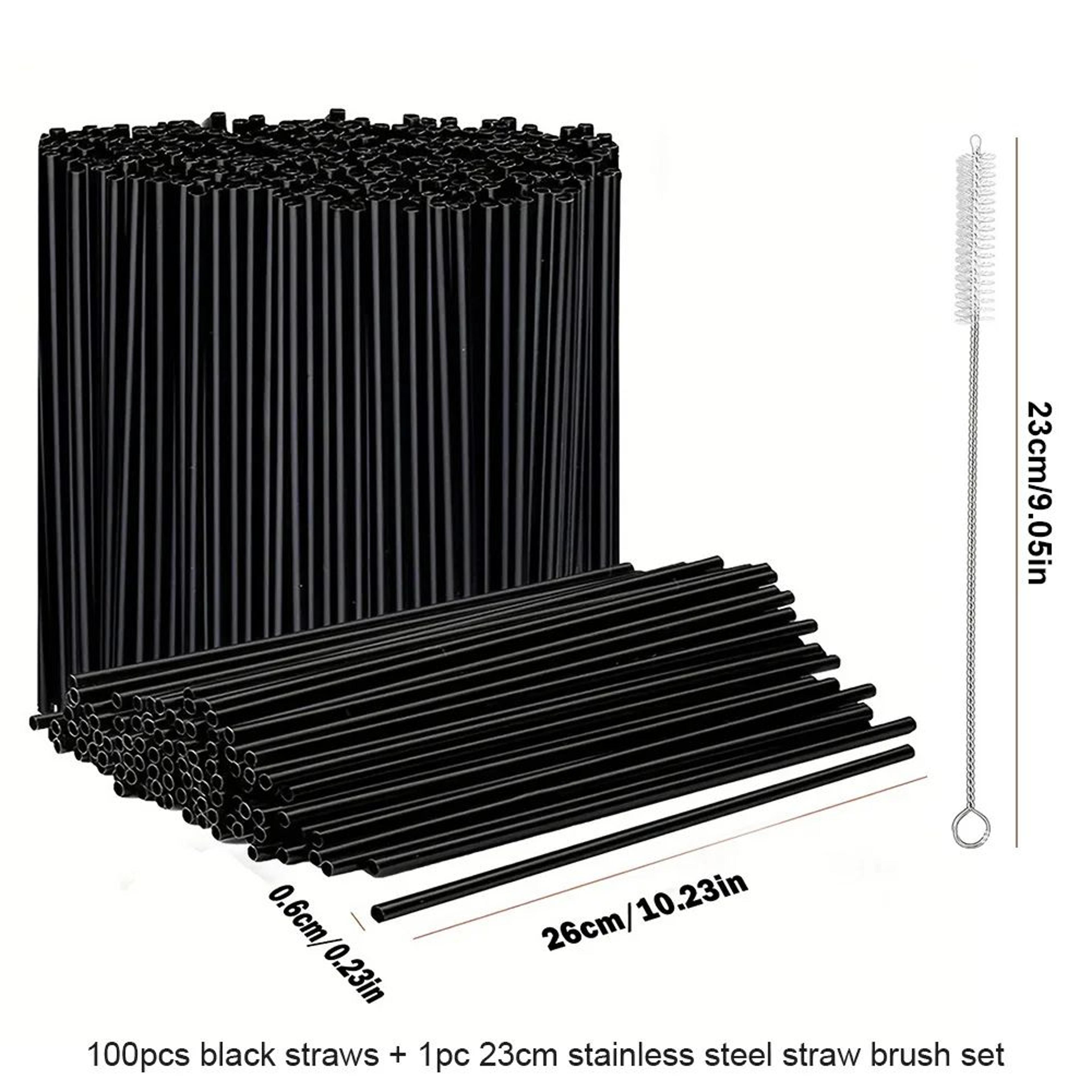100pcs Black Flexible Drinking Straws  102 In Reusable PP Cocktail Straws With Cleaning Brush For P 5