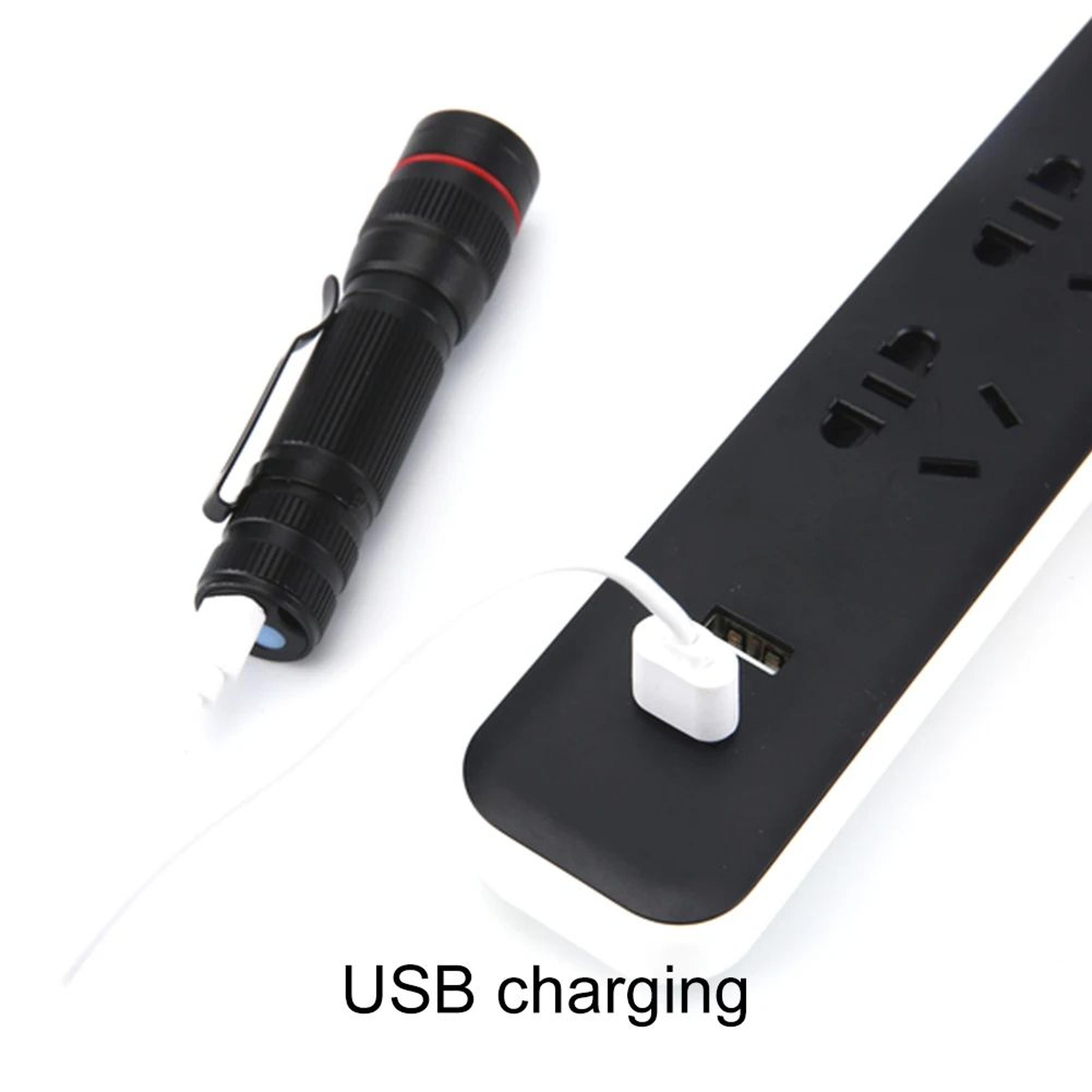 300LM USB Rechargeable Mini LED Flashlight  Waterproof Zoomable 3Mode Aluminum Torch For Camping Hi 1
