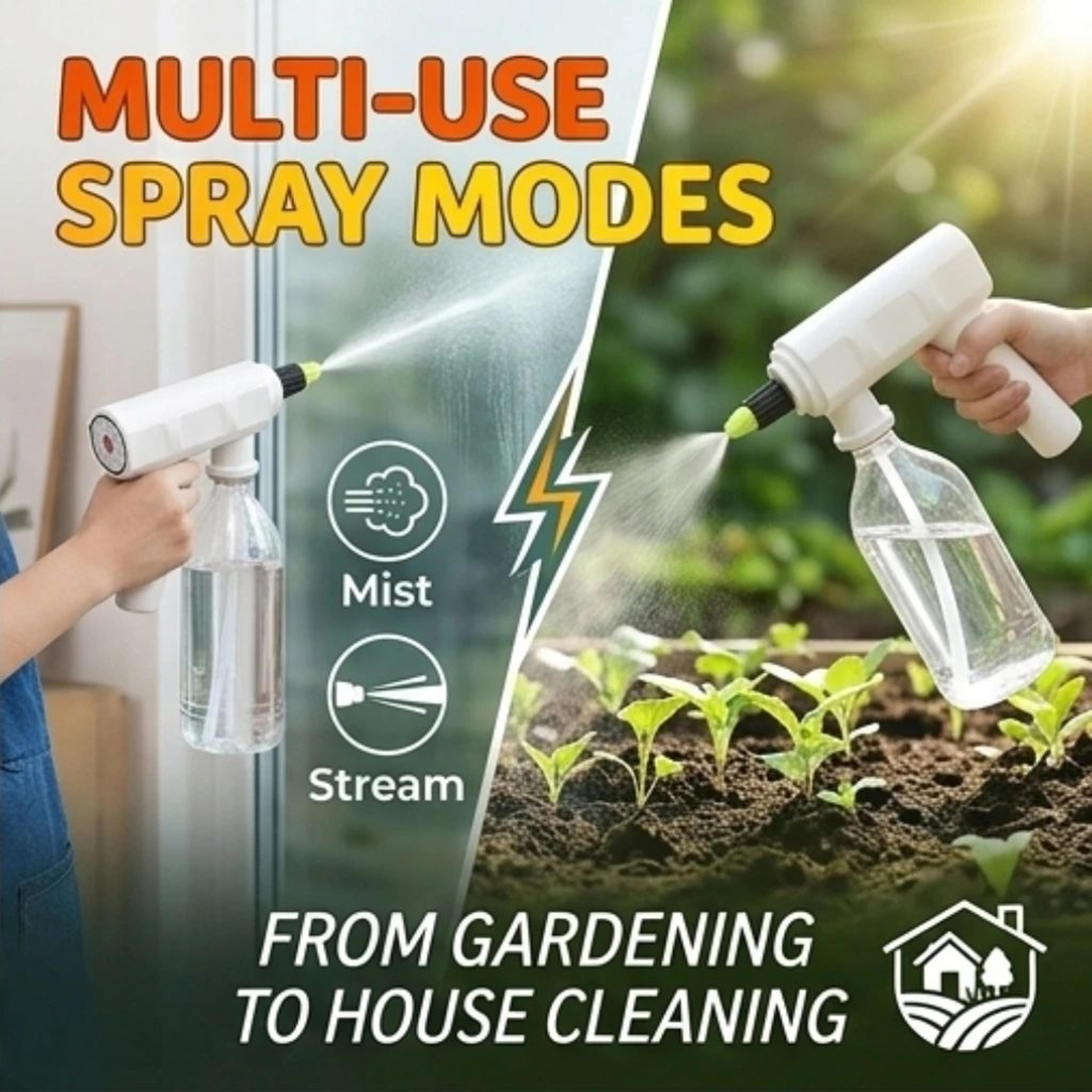 usb rechargeable electric water spray gun – adjustable mist & stream sprayer for plants, garden and household cleaning