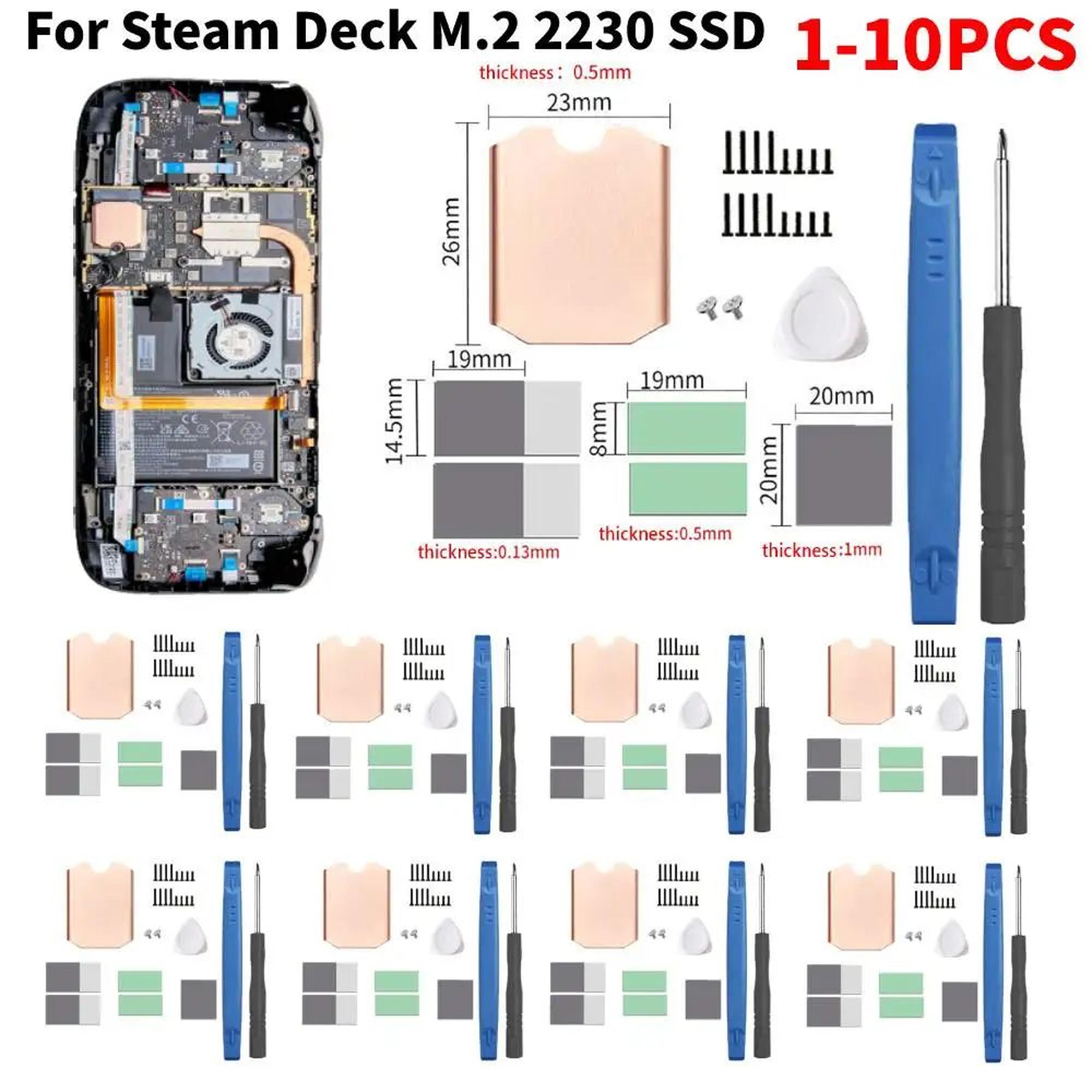 M2 2230 SSD Copper Heatsink Kit  Thermal Cooling Radiator With Silicone Pad For Steam Deck SN740 So 1