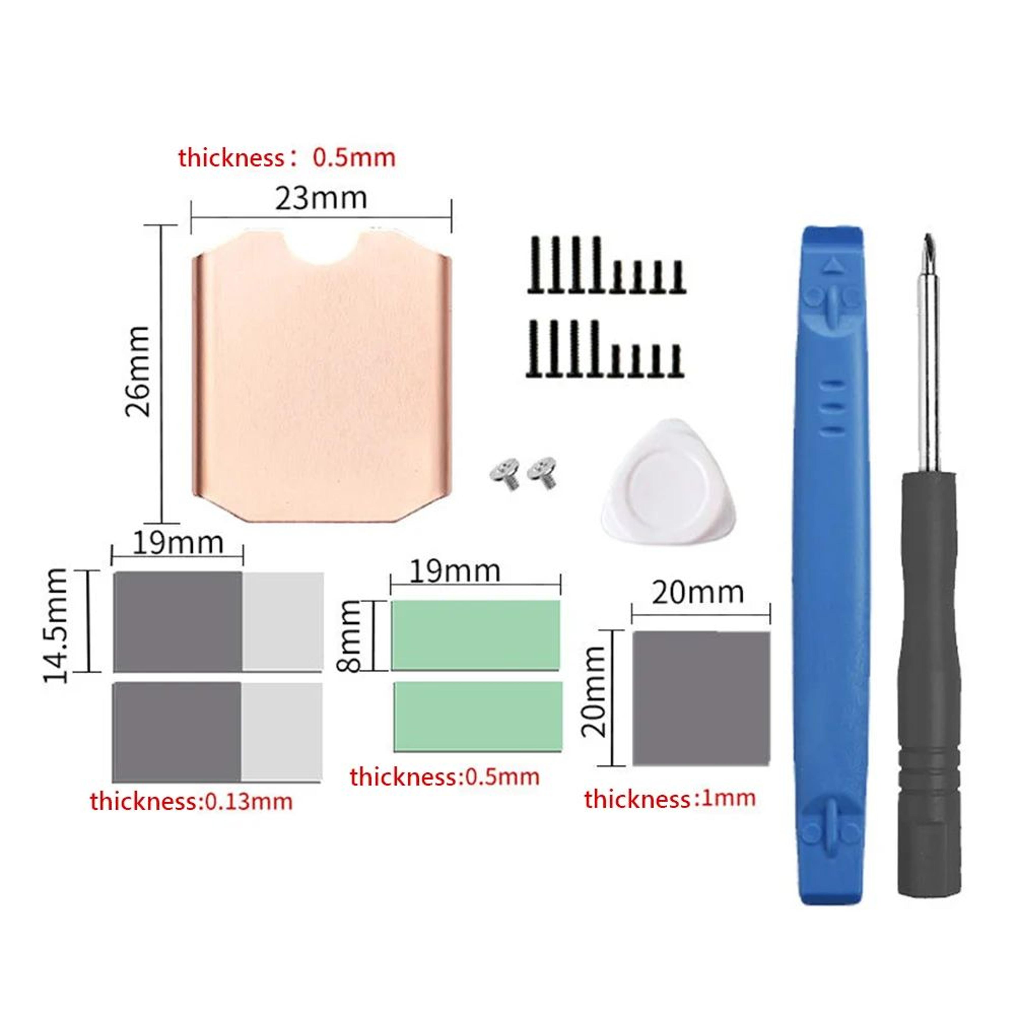 M2 2230 SSD Copper Heatsink Kit  Thermal Cooling Radiator With Silicone Pad For Steam Deck SN740 So 5