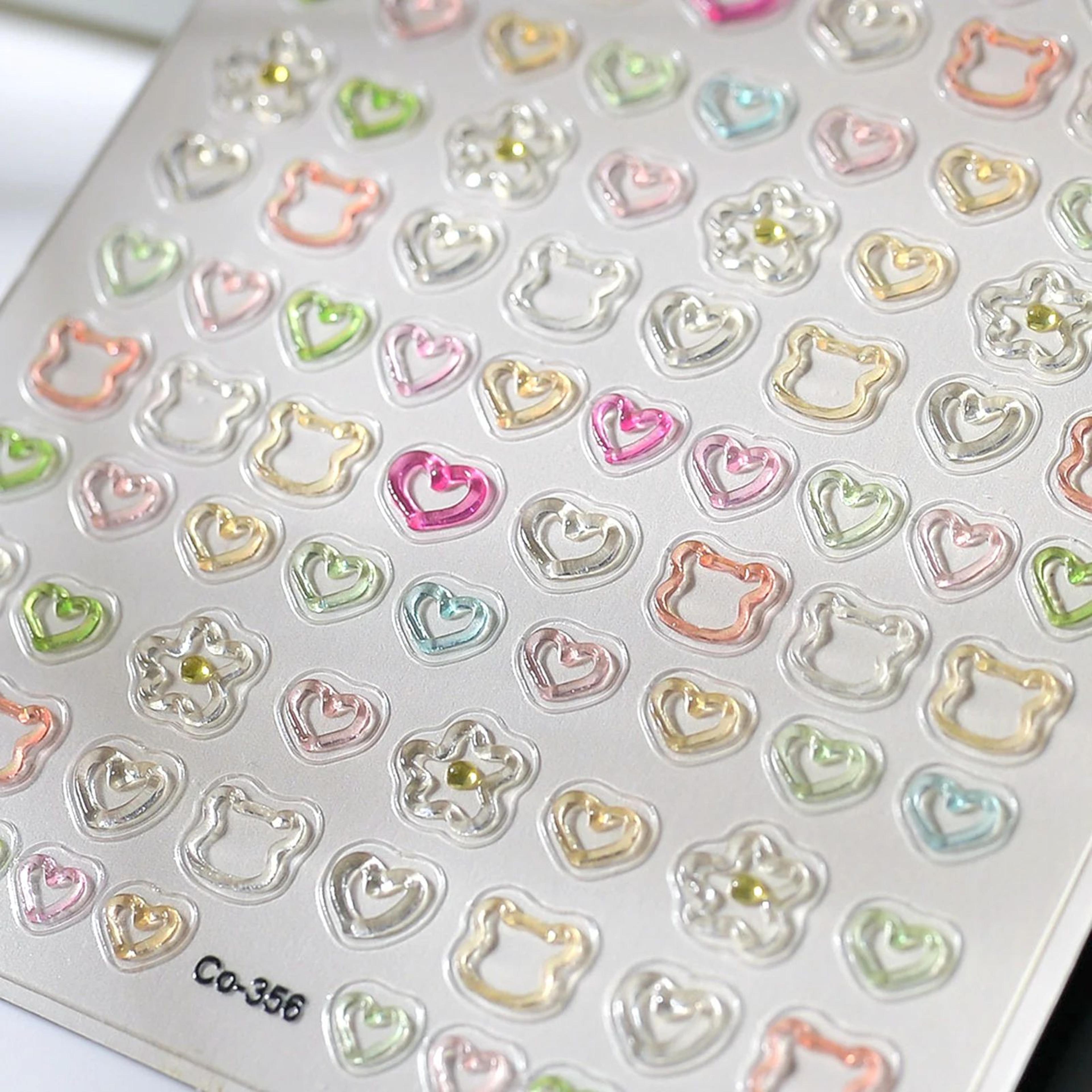 DIY Love Nail Art Stickers  SelfAdhesive Hollow Heart Decals For Acrylic Fingernails Toenails Parti 2