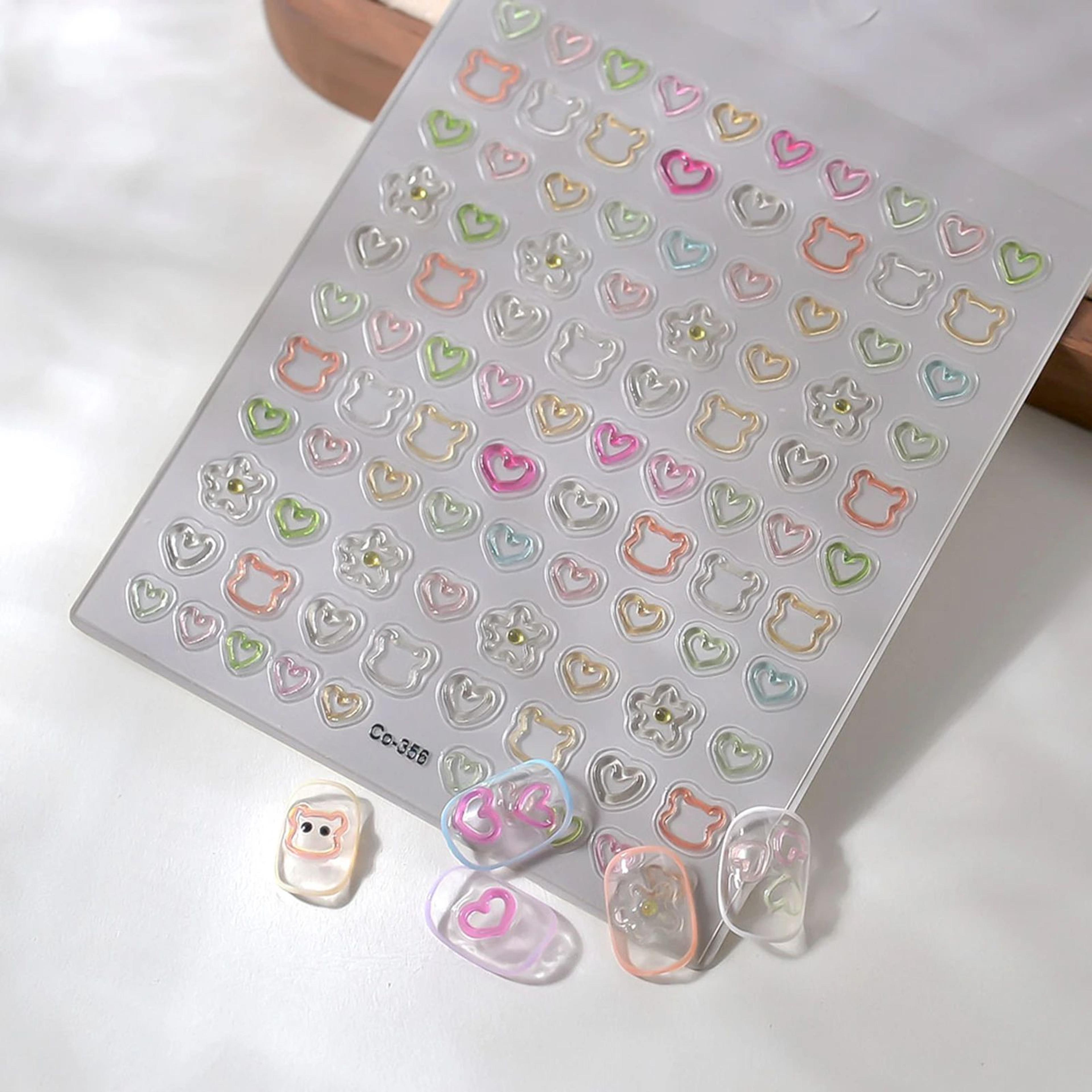 DIY Love Nail Art Stickers  SelfAdhesive Hollow Heart Decals For Acrylic Fingernails Toenails Parti 1