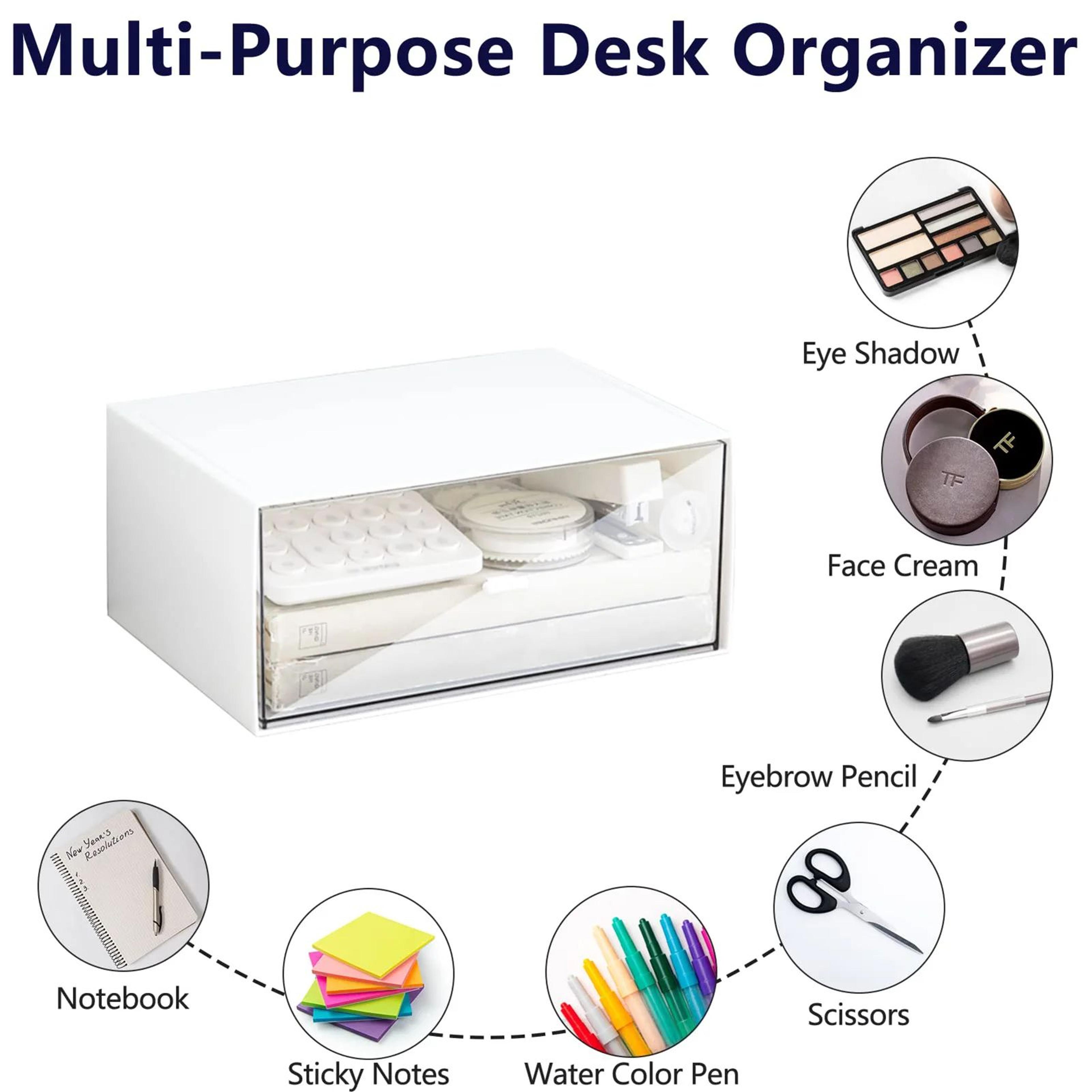 Stackable Clear Drawer Organizer Boxes  SeeThrough Modular Desktop Storage Bins For Crafts Makeup J 2