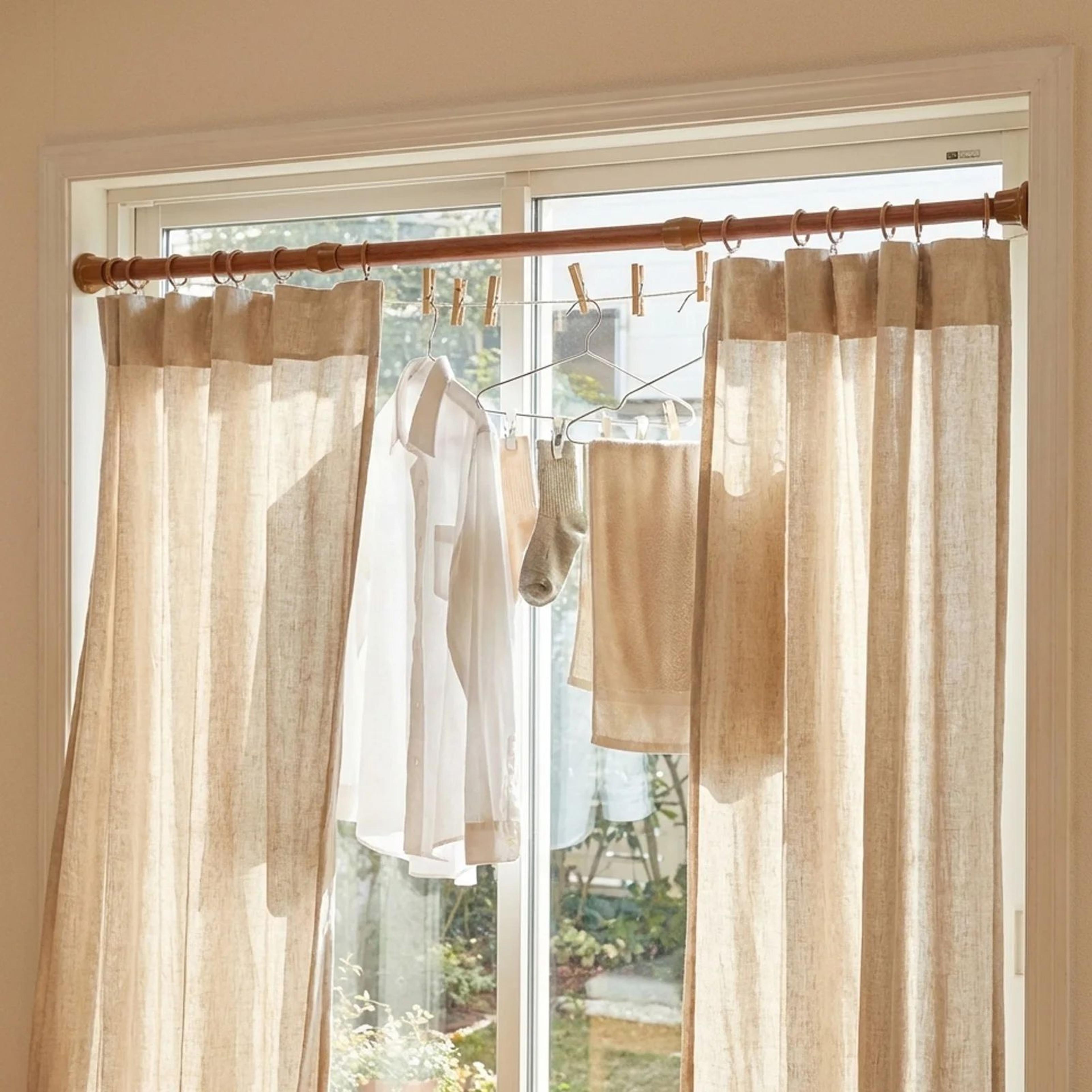 Adjustable Tension Curtain Rod  Extendable NoDrill White Metal Rod For Bathroom Bedroom Balcony 2