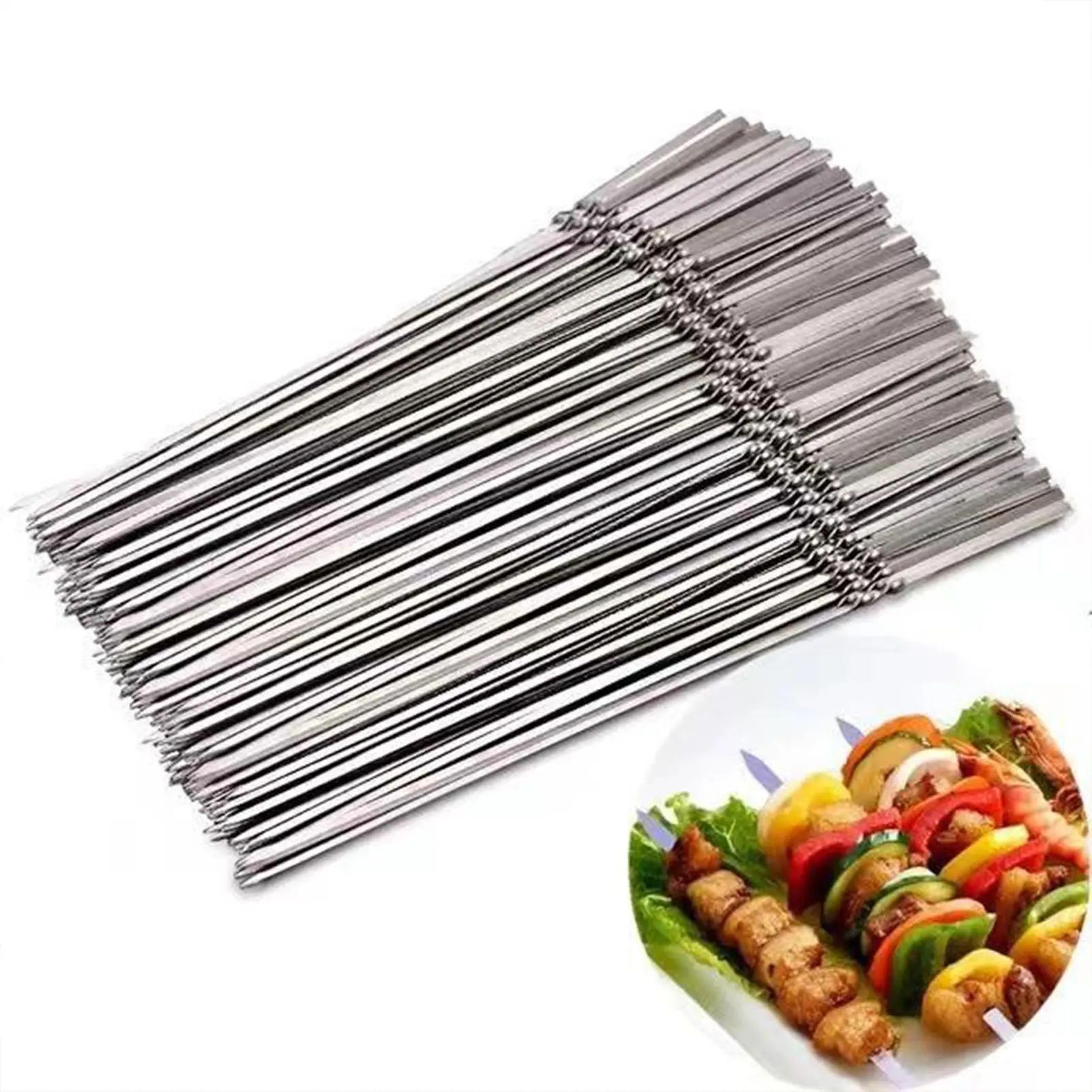 20pcs Stainless Steel BBQ Skewers  Reusable Rotatable Flat Kabob Sticks For Grilling Picnics  Parti 4