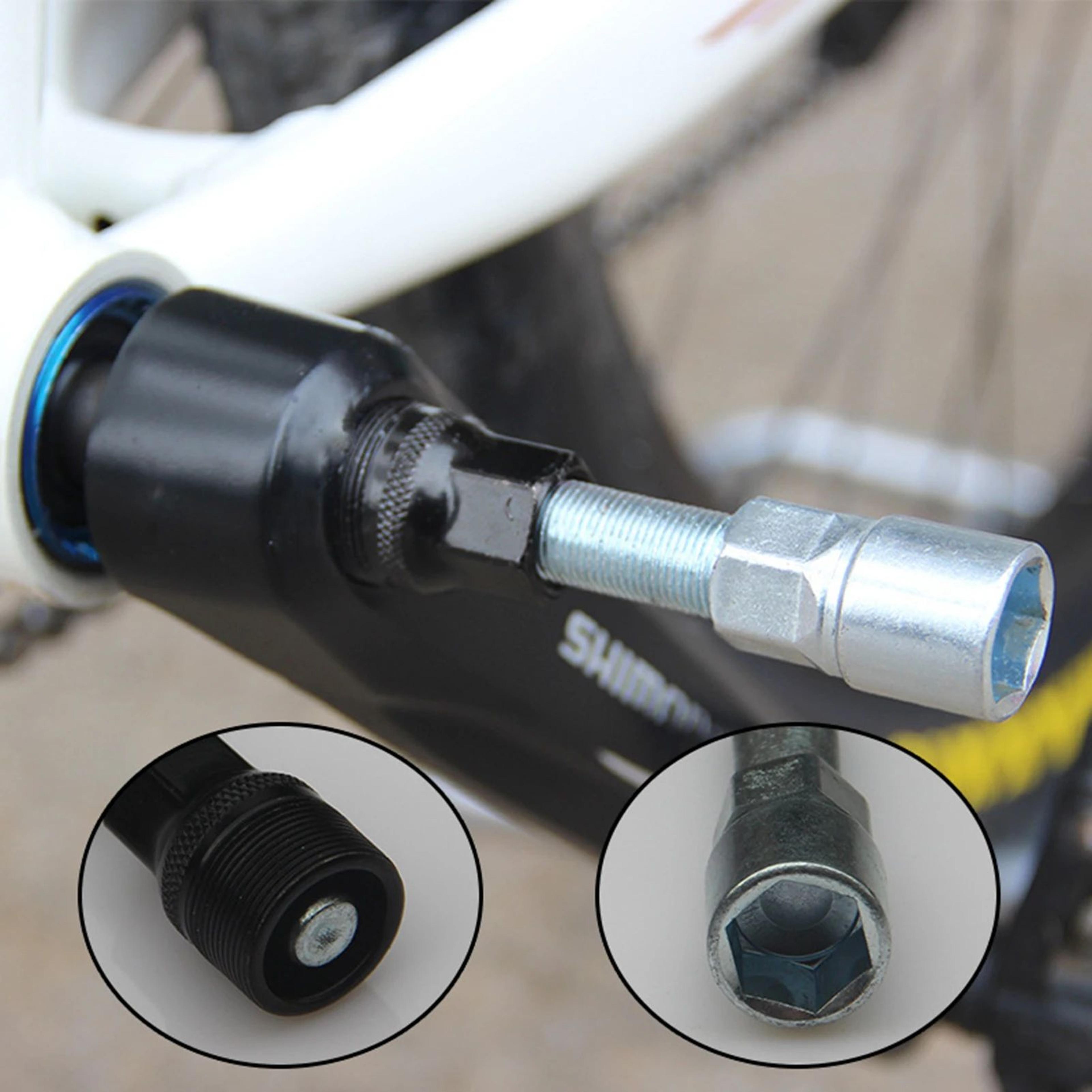 industrial bicycle crank arm puller – carbon steel bottom bracket extractor tool with removable head for bike repair