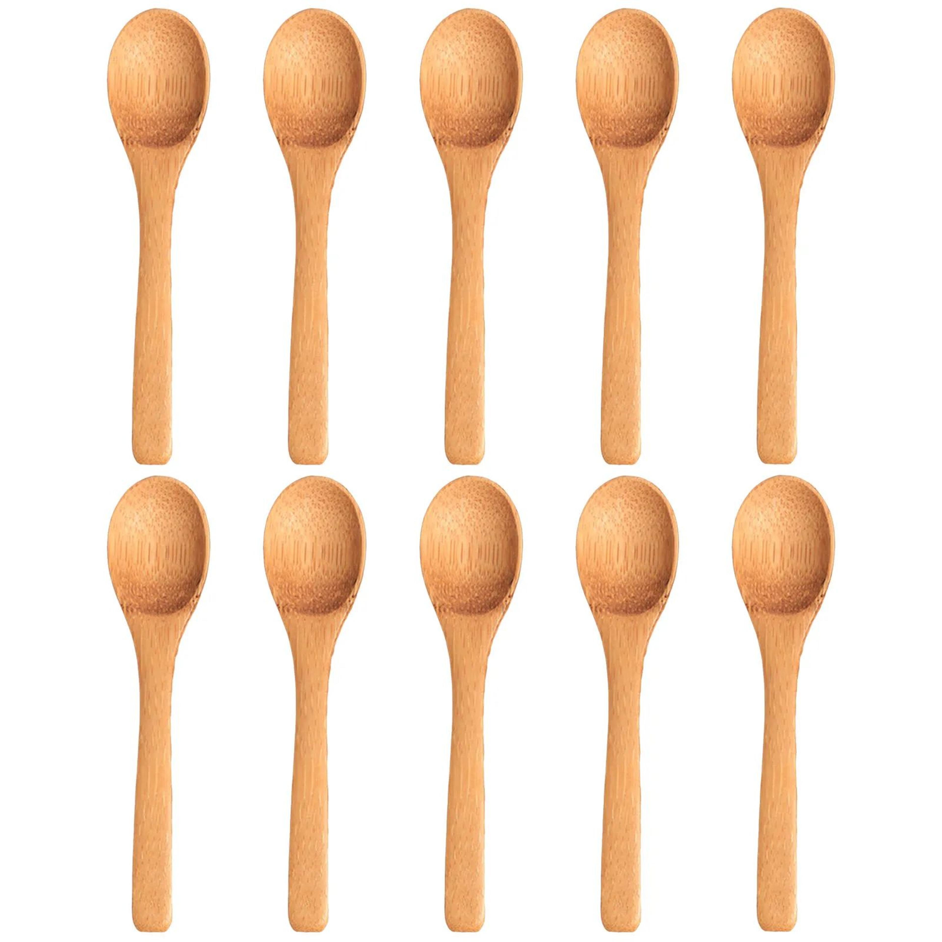 Small Bamboo Wooden Spoon  Tiny Ellipse Serving Spoon For Coffee Tea Sugar Spices Seasoning Oil  Co 6