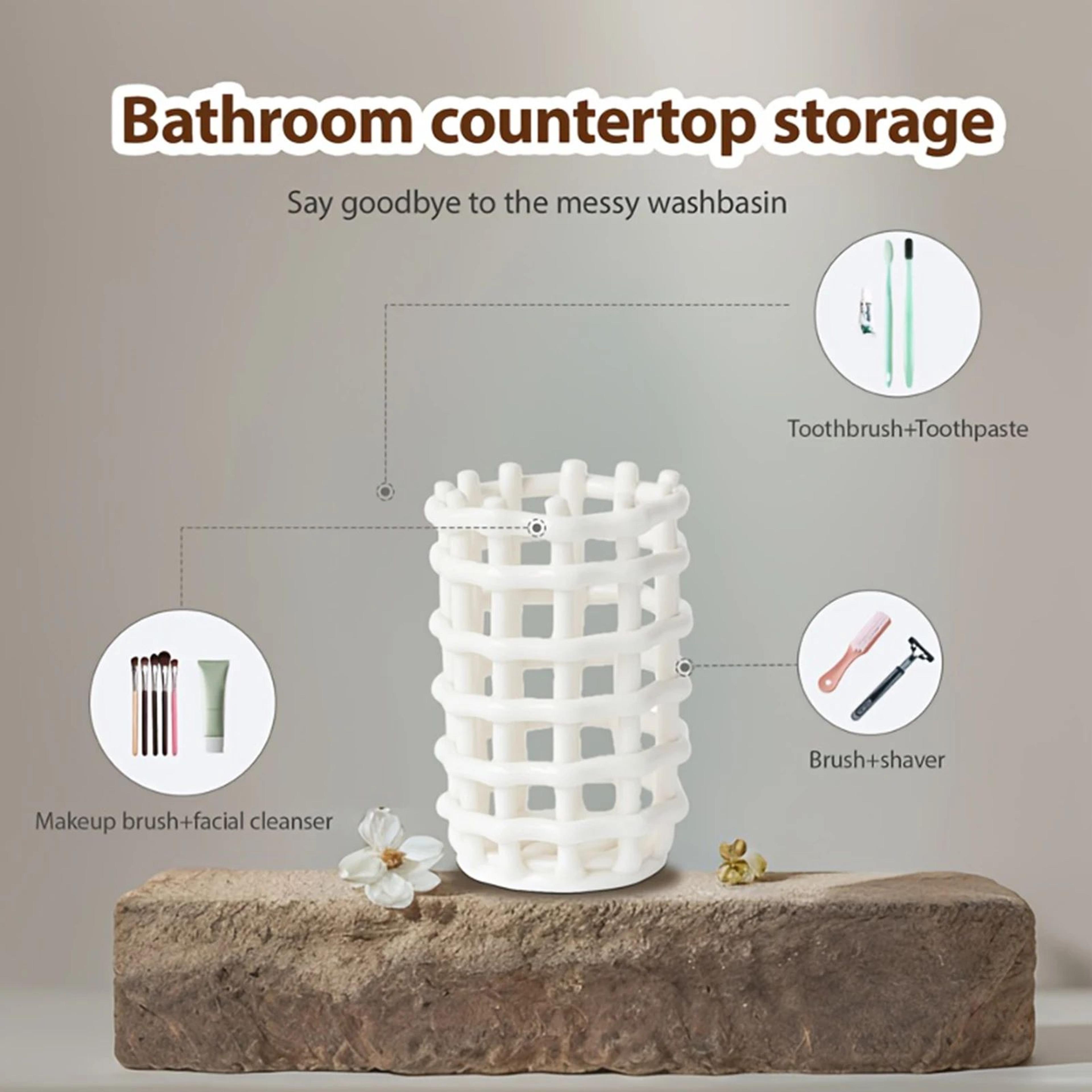 Ceramic Toothbrush Holder  Modern Ventilated NonSlip Bathroom Organizer For Toothpaste Razors  Brus 2