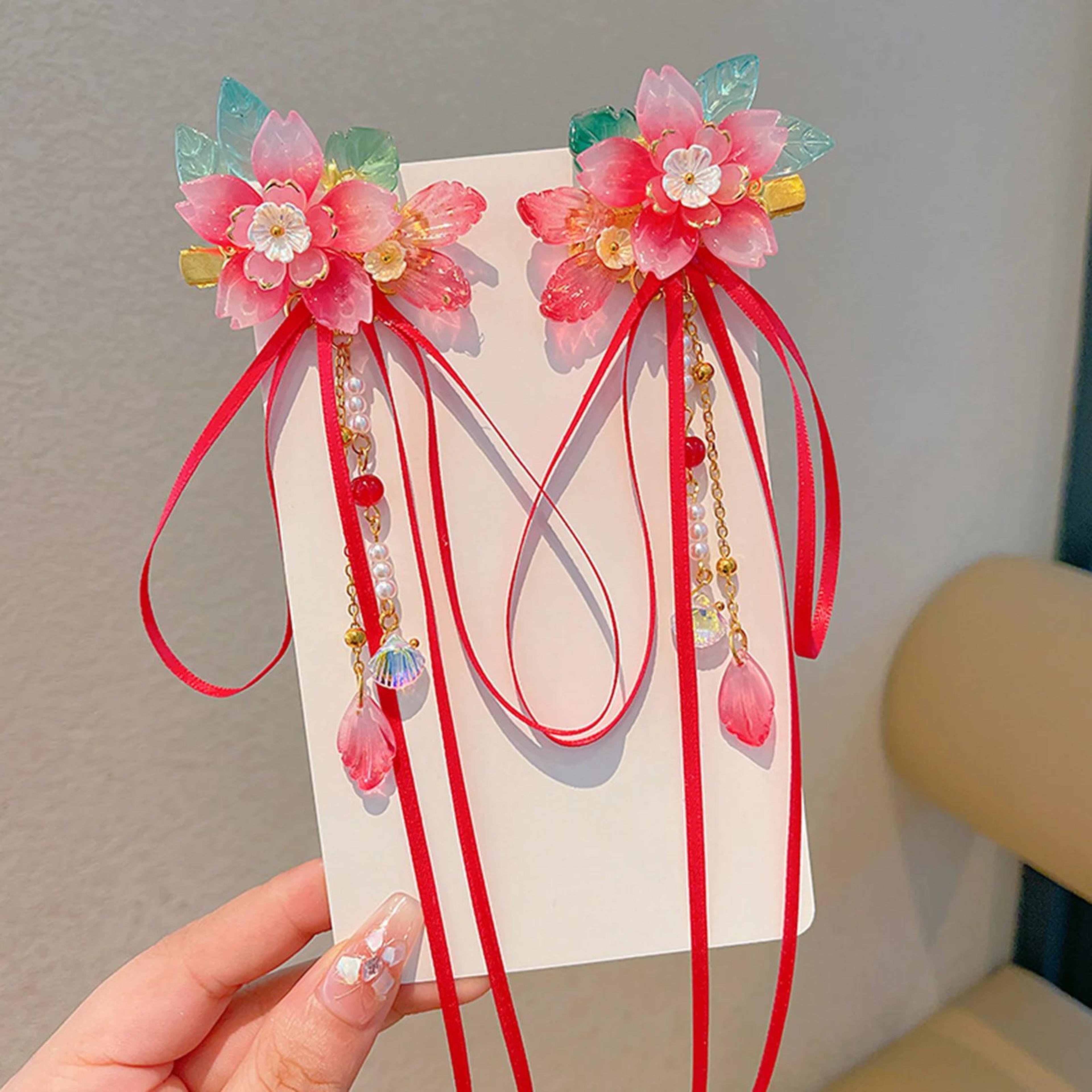 Chinese Floral Tassel Hair Clip  Elegant Alloy Hanfu Cheongsam Hair Accessory For Weddings Banquets 6