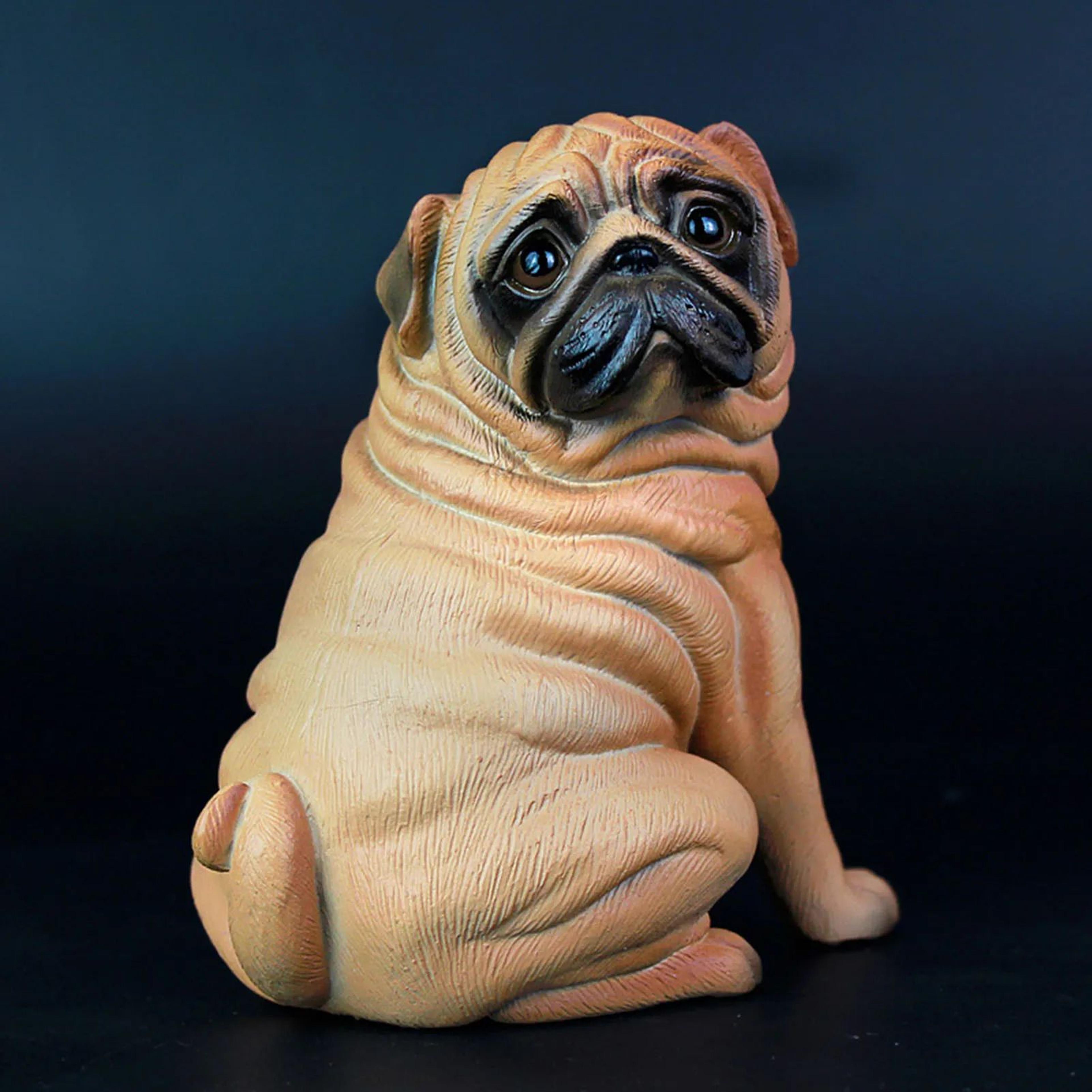 Realistic Pug Dog Statue  Cute Durable Plastic Figurine For Home Garden And Desk Decor And Thoughtf 4