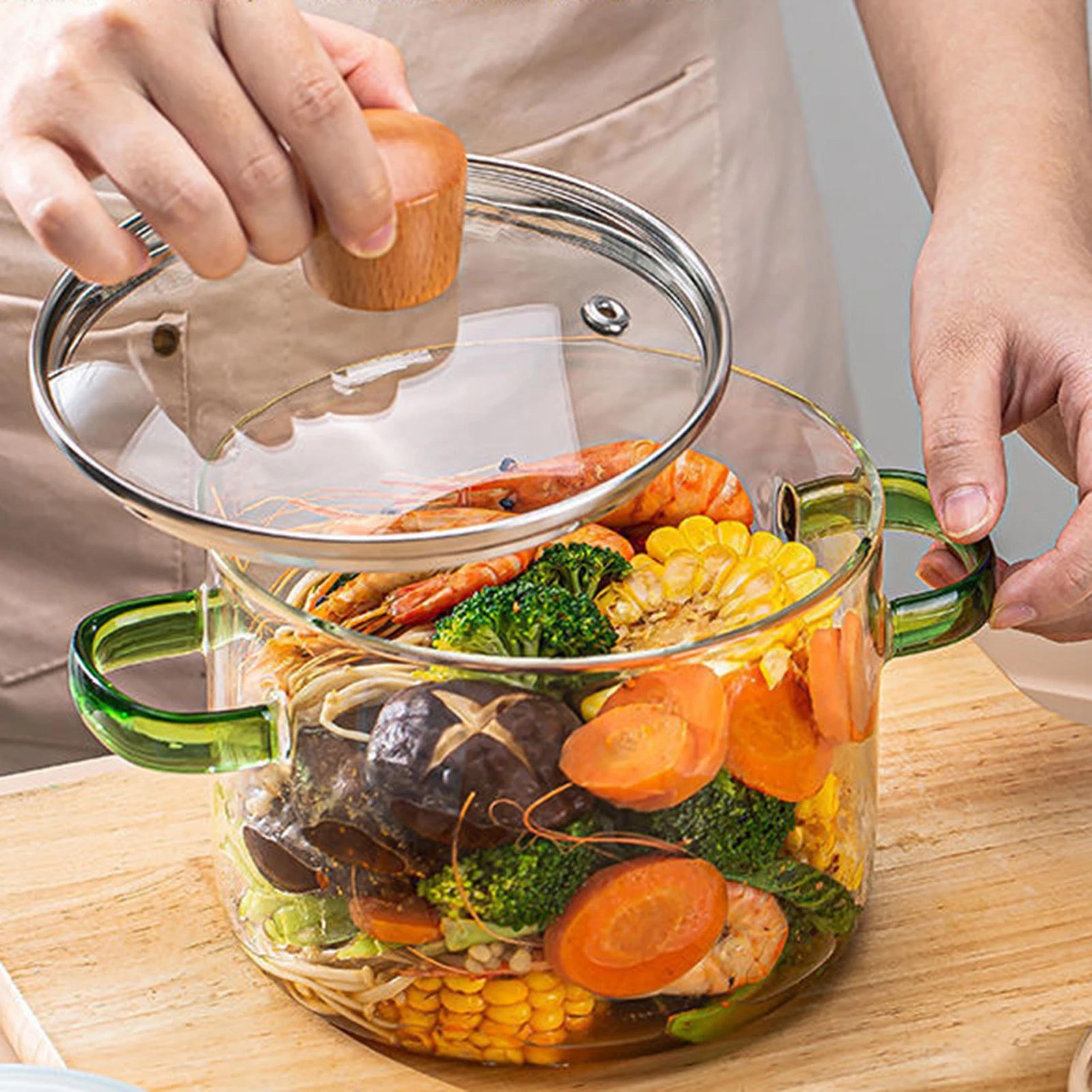 Clear Glass Cooking Saucepan With Lid  Borosilicate Pot With Double Handles For Easy Viewing Soup O 1