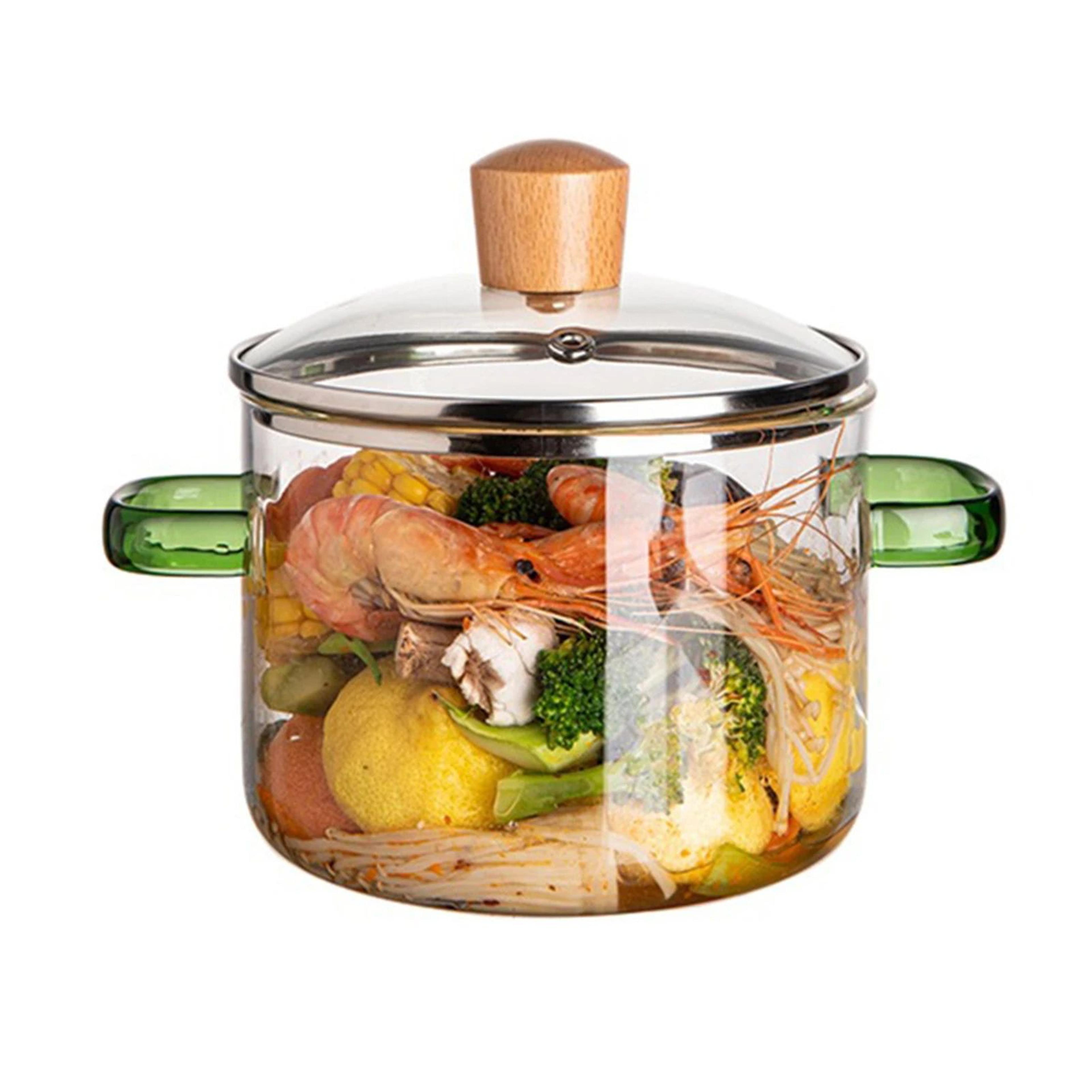 Clear Glass Cooking Saucepan With Lid  Borosilicate Pot With Double Handles For Easy Viewing Soup O 6