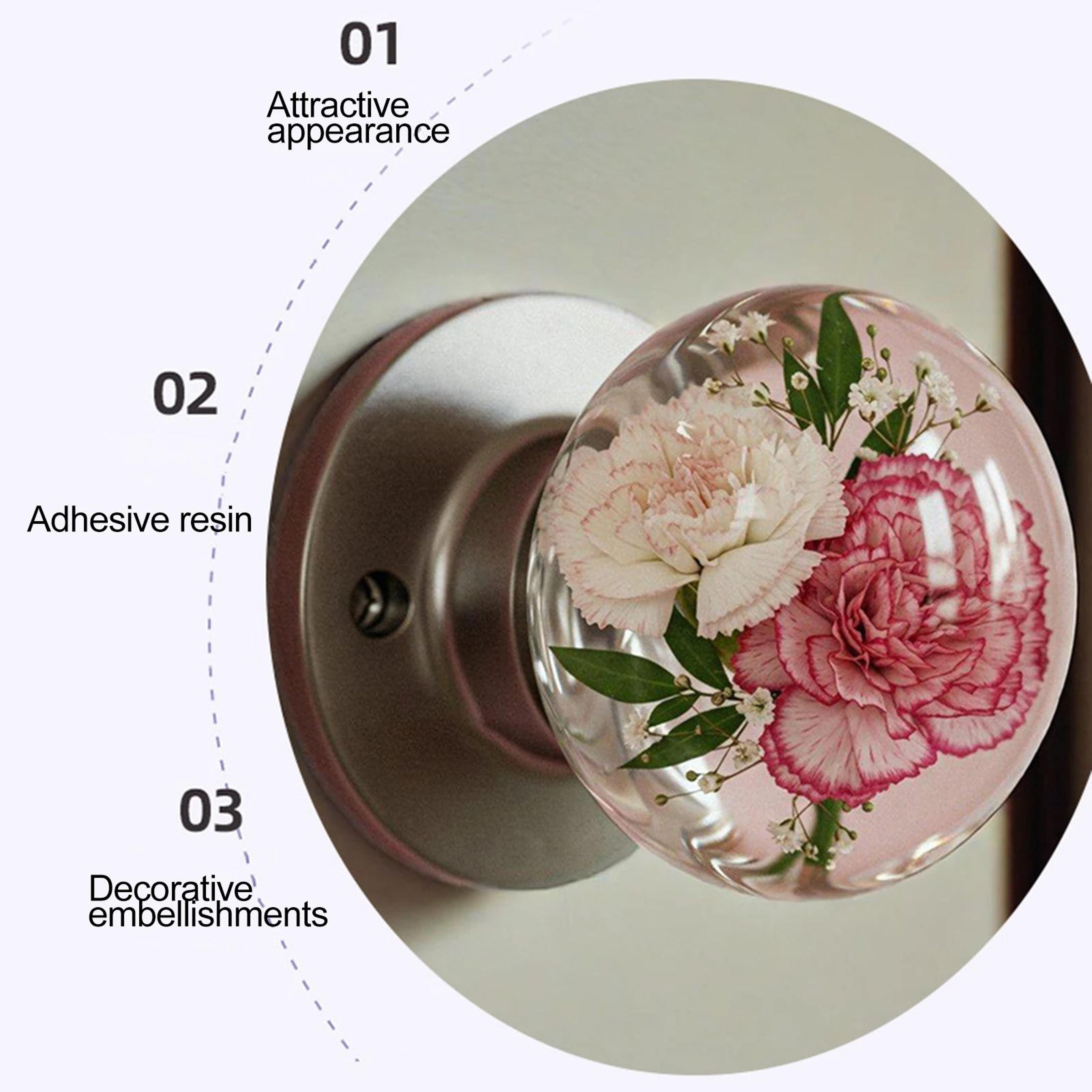 Vintage Floral Resin Cabinet Knobs  Decorative Drawer Pulls For Lovely Kitchen Cabinets Cupboards A 4