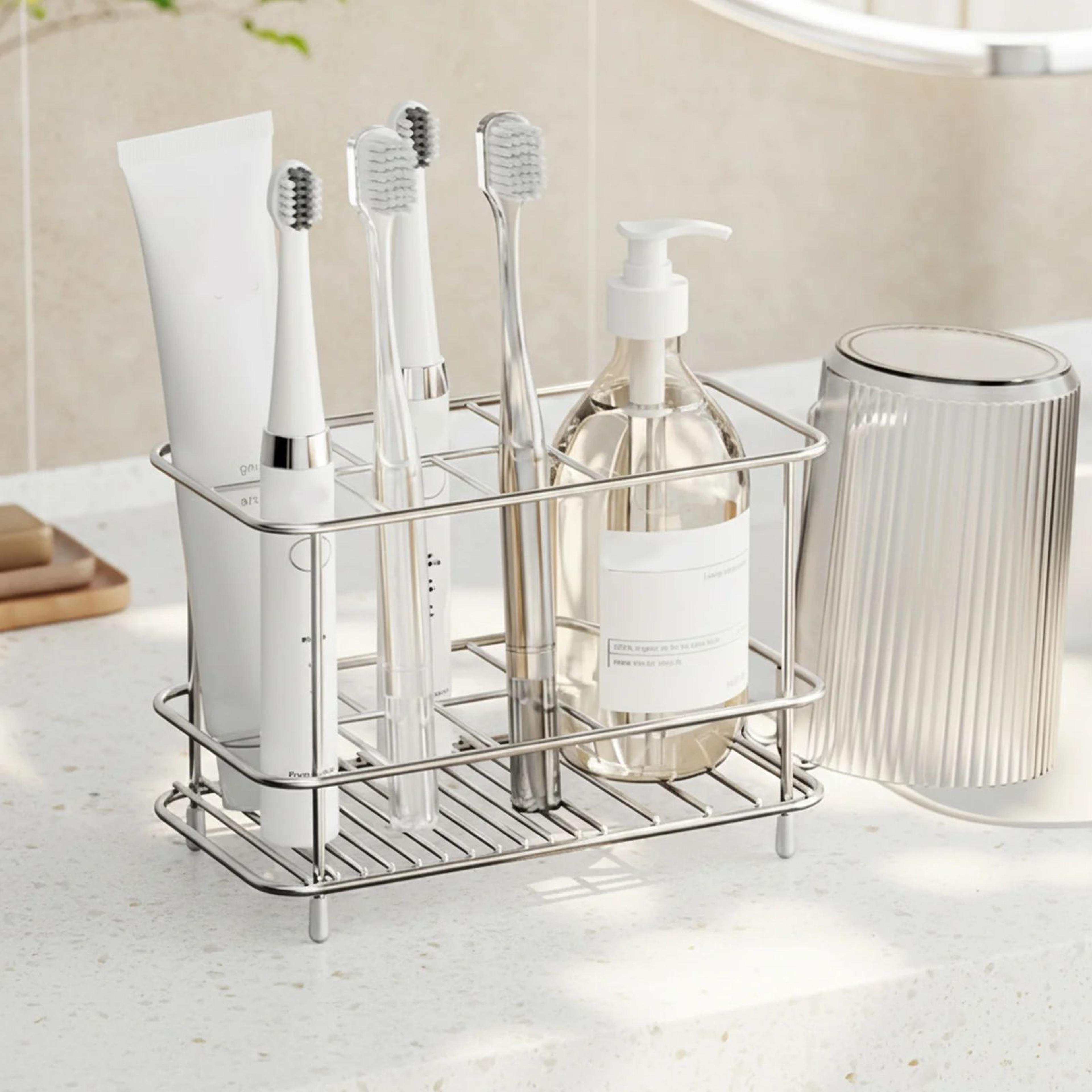Stainless Steel Toothbrush Holder  RustResistant Wall Mount Organizer For Tidy Bathroom Storage And 0