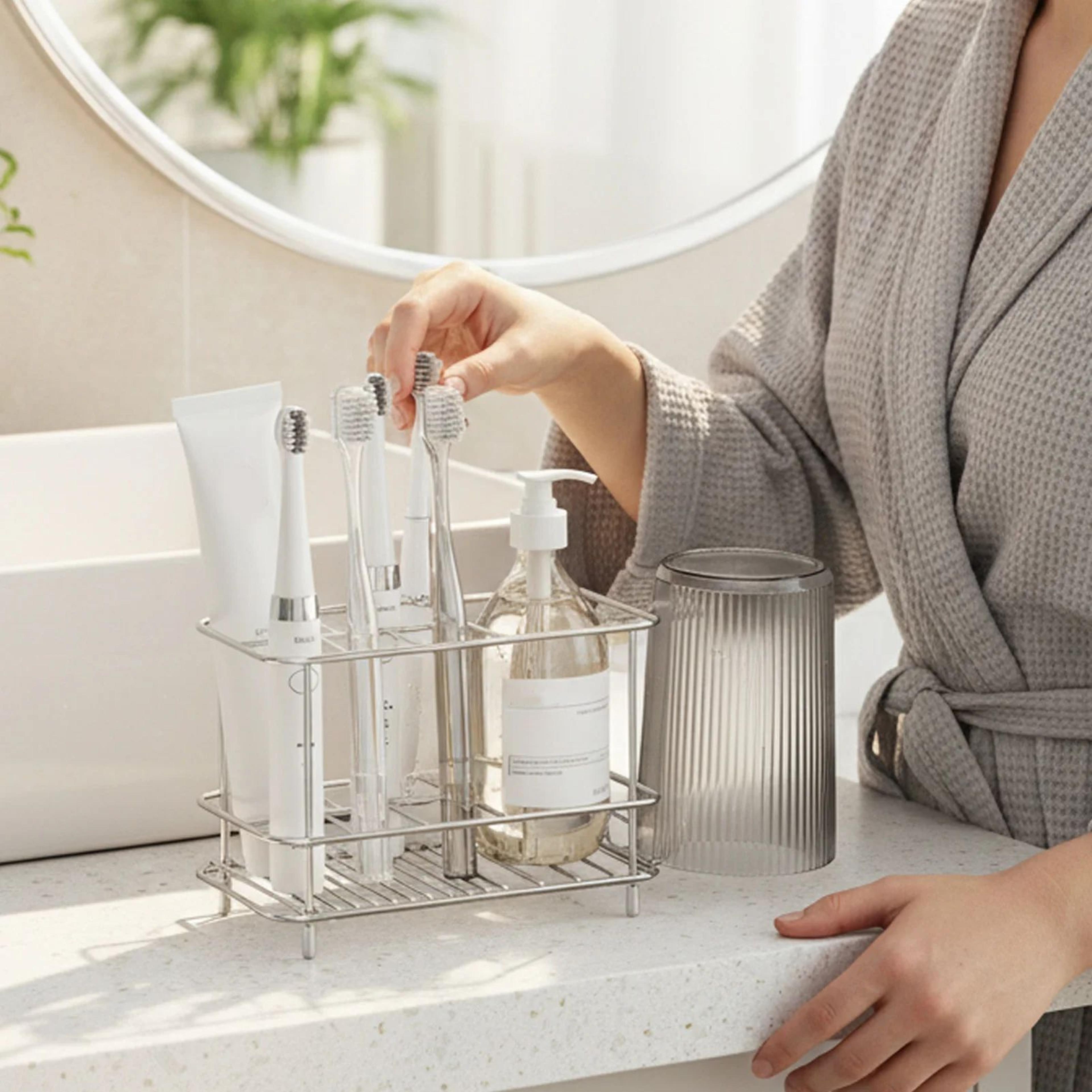Stainless Steel Toothbrush Holder  RustResistant Wall Mount Organizer For Tidy Bathroom Storage And 2