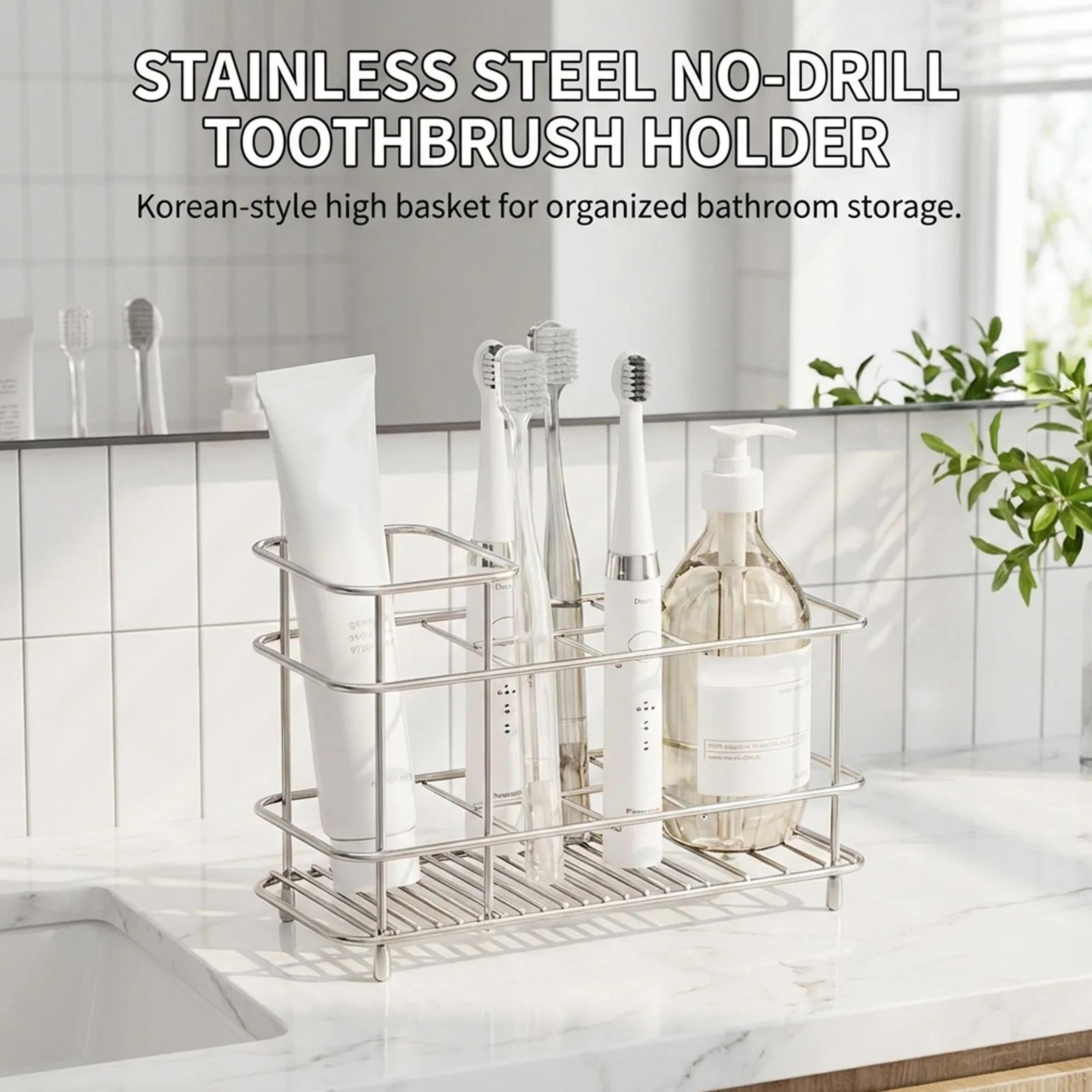 Stainless Steel Toothbrush Holder  RustResistant Wall Mount Organizer For Tidy Bathroom Storage And 3