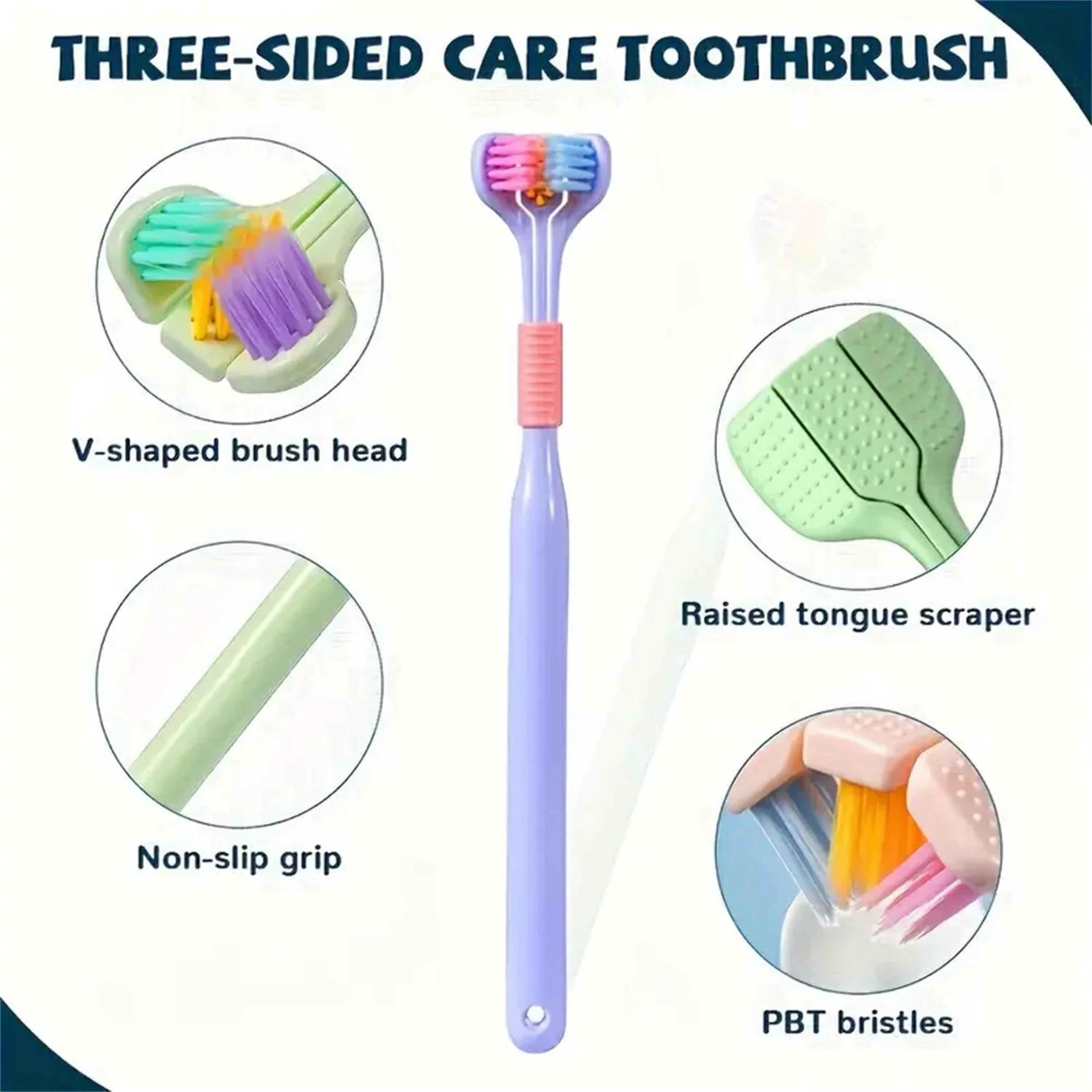 Soft Bristle ThreeSided Toothbrush  Adult Oral Care Brush For Gentle Cleaning And Convenient Daily  3