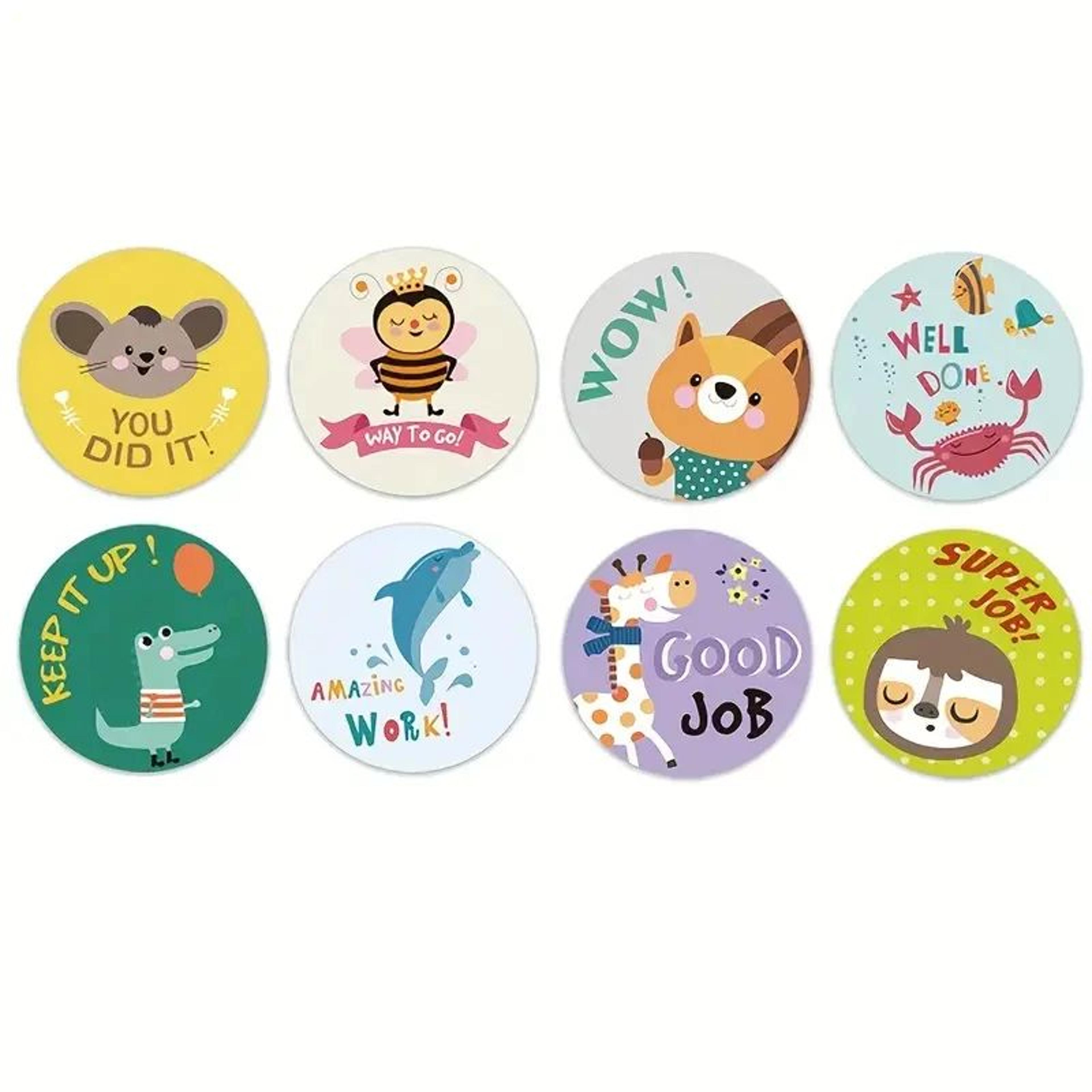 Cartoon Animal Stickers  Roll Of Fun Round Reward Labels For Teachers School Photocard Decor  Gift  1