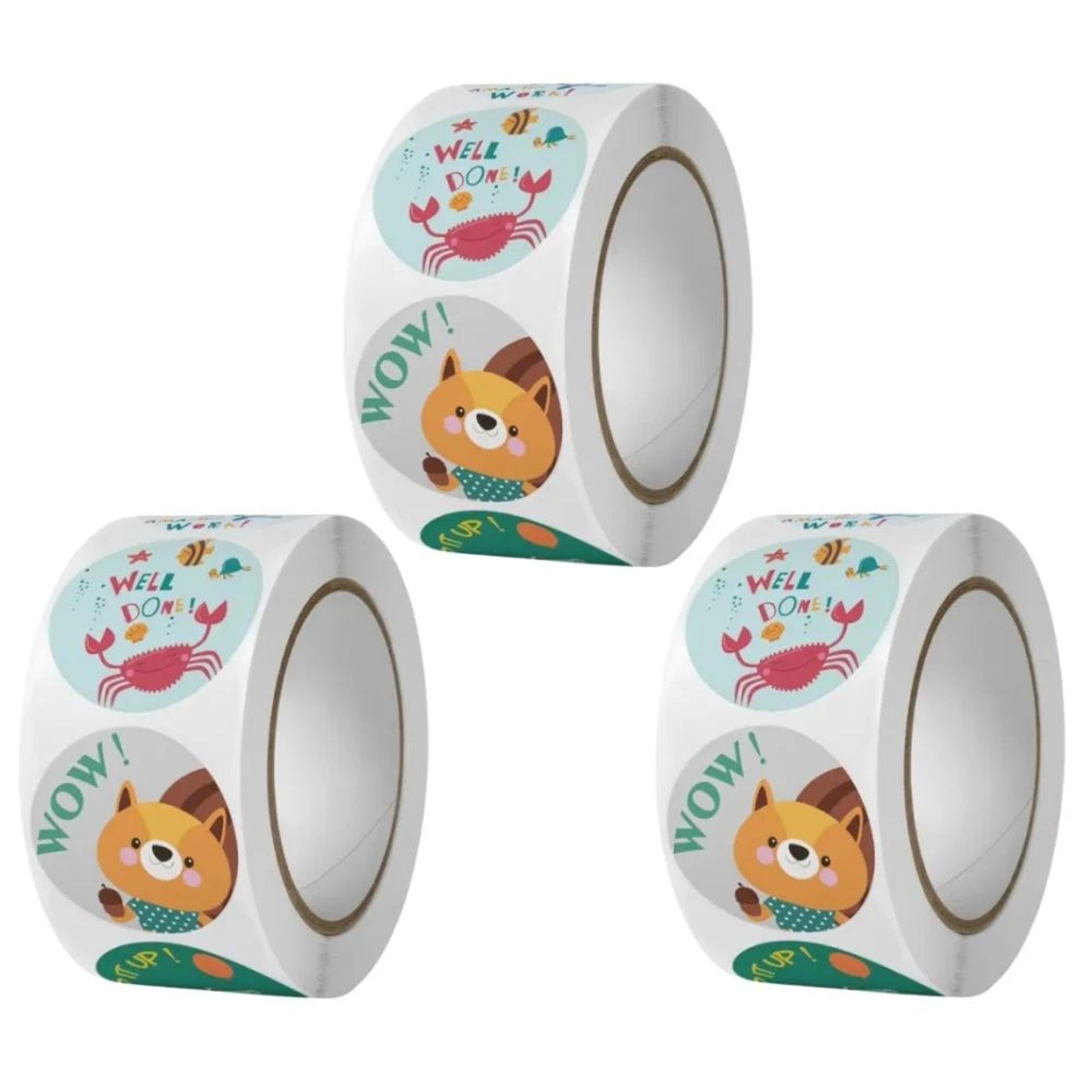 Cartoon Animal Stickers  Roll Of Fun Round Reward Labels For Teachers School Photocard Decor  Gift  7