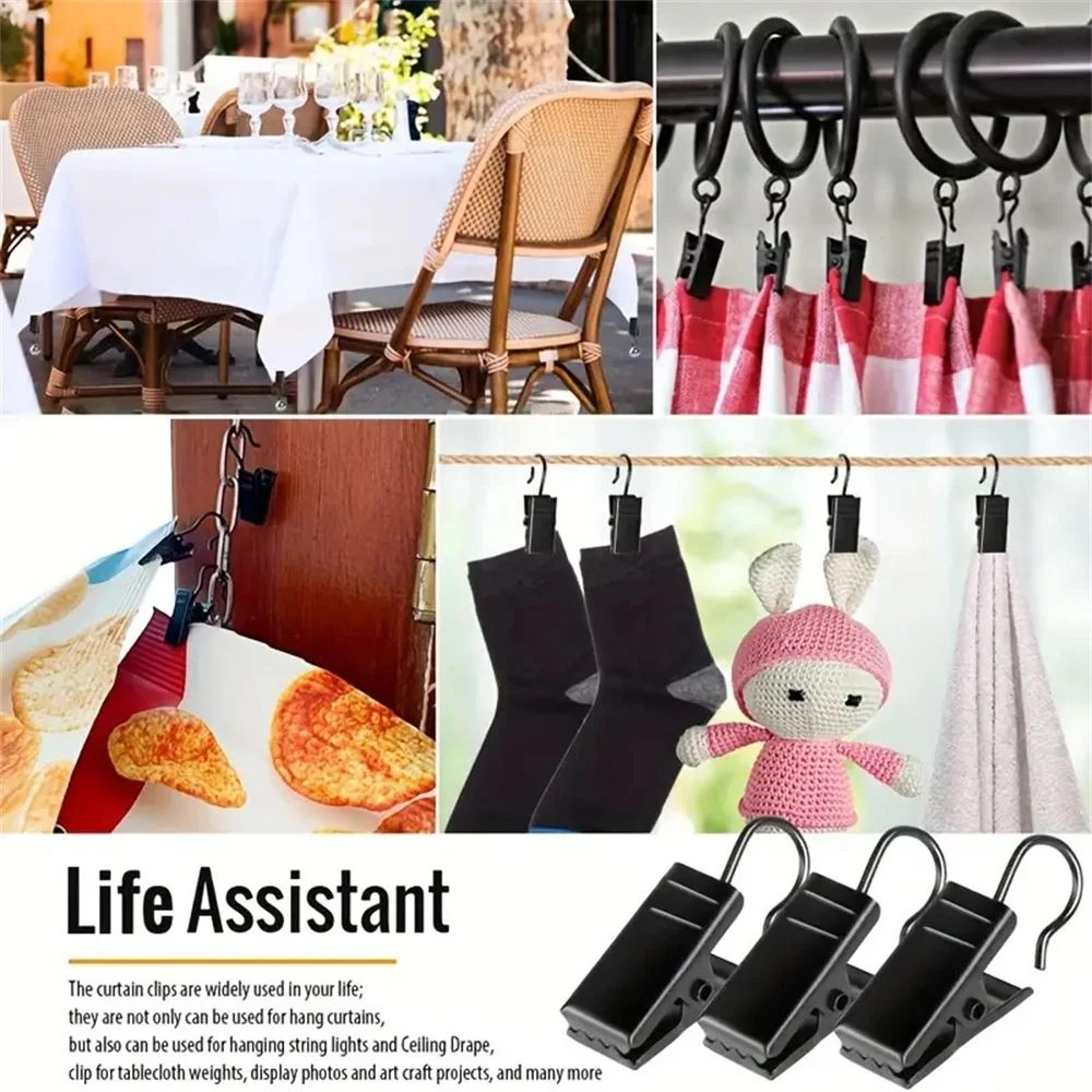 Black Metal Hanger Clips  120Piece Curtain Hook Set For Easy String Light Hanging Home Displays  Pa 2