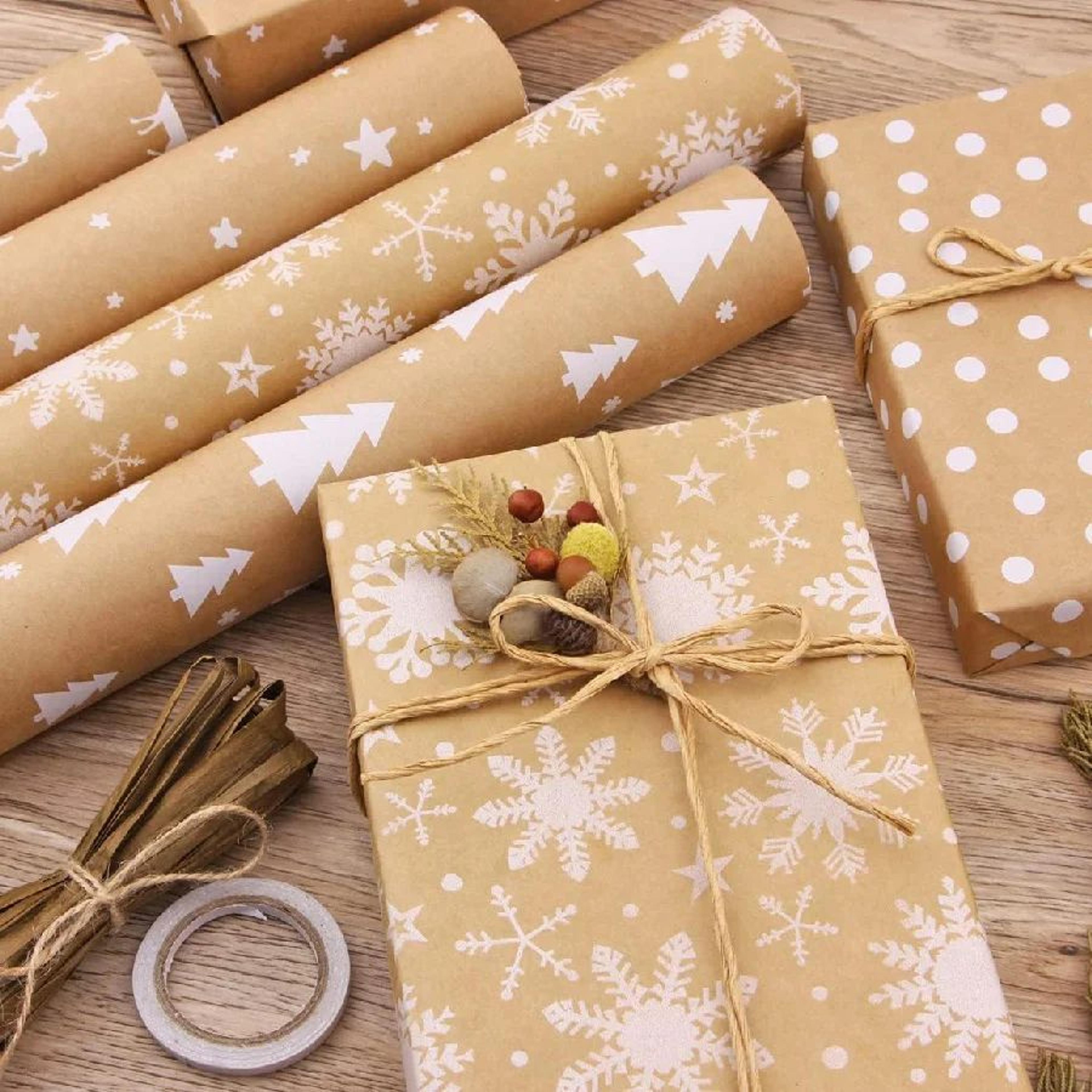 Christmas Gift Wrapping Paper  169 X 590 In Roll With Snowflake And Tree Patterns For Festive Holid 1