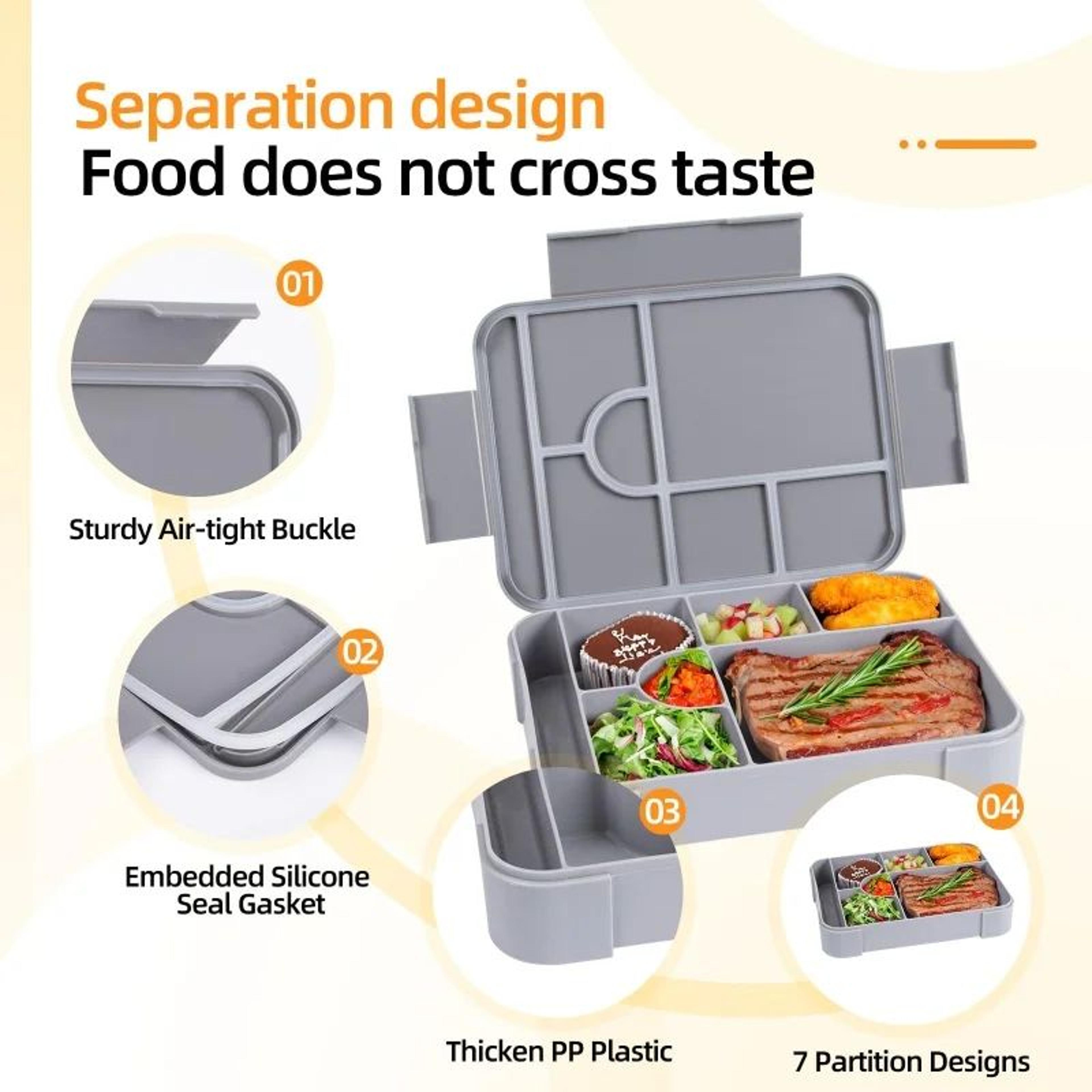 Divided Bento Lunch Box  Leakproof Food Container With Fork  Spoon For School Meals Camping  Meal P 2