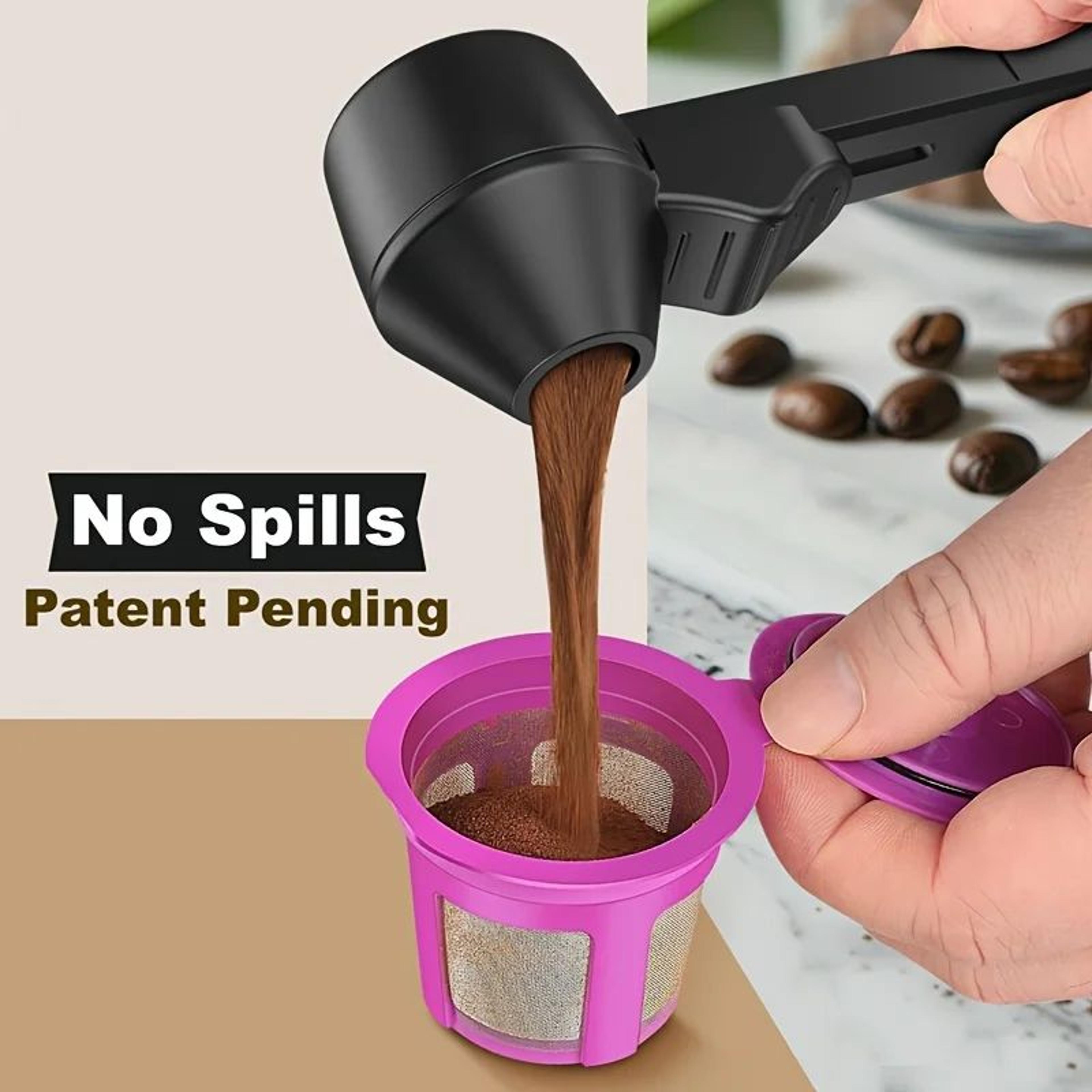 Coffee Scoop  Funnel  Measuring Spoon With Sliding Holder For Refillable Coffee Pods  Easy Protein  1