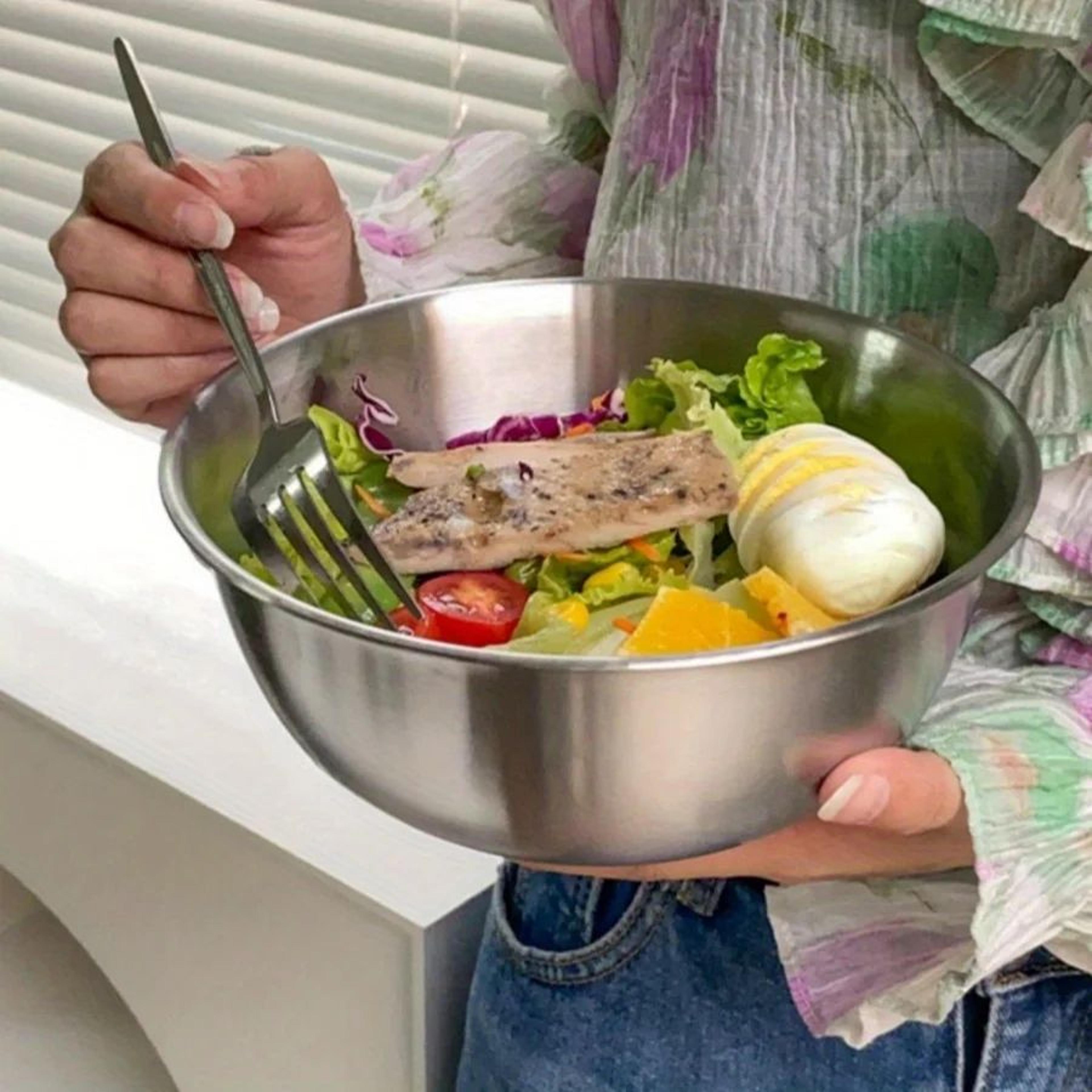Stainless Steel Bowl Set  Large Capacity Bowls With Scale Lines For Easy Food Prep Salads Storage   4
