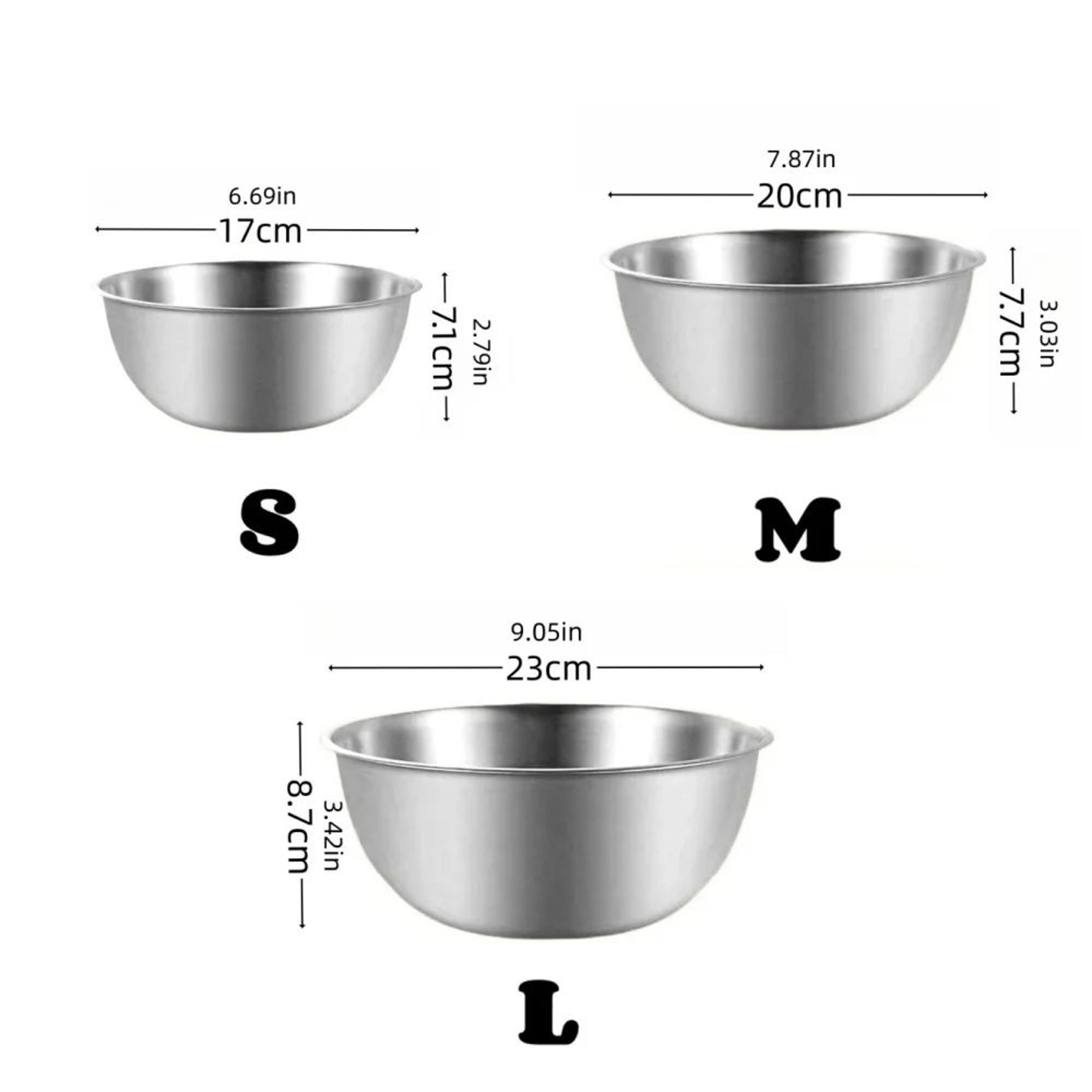 Stainless Steel Bowl Set  Large Capacity Bowls With Scale Lines For Easy Food Prep Salads Storage   10