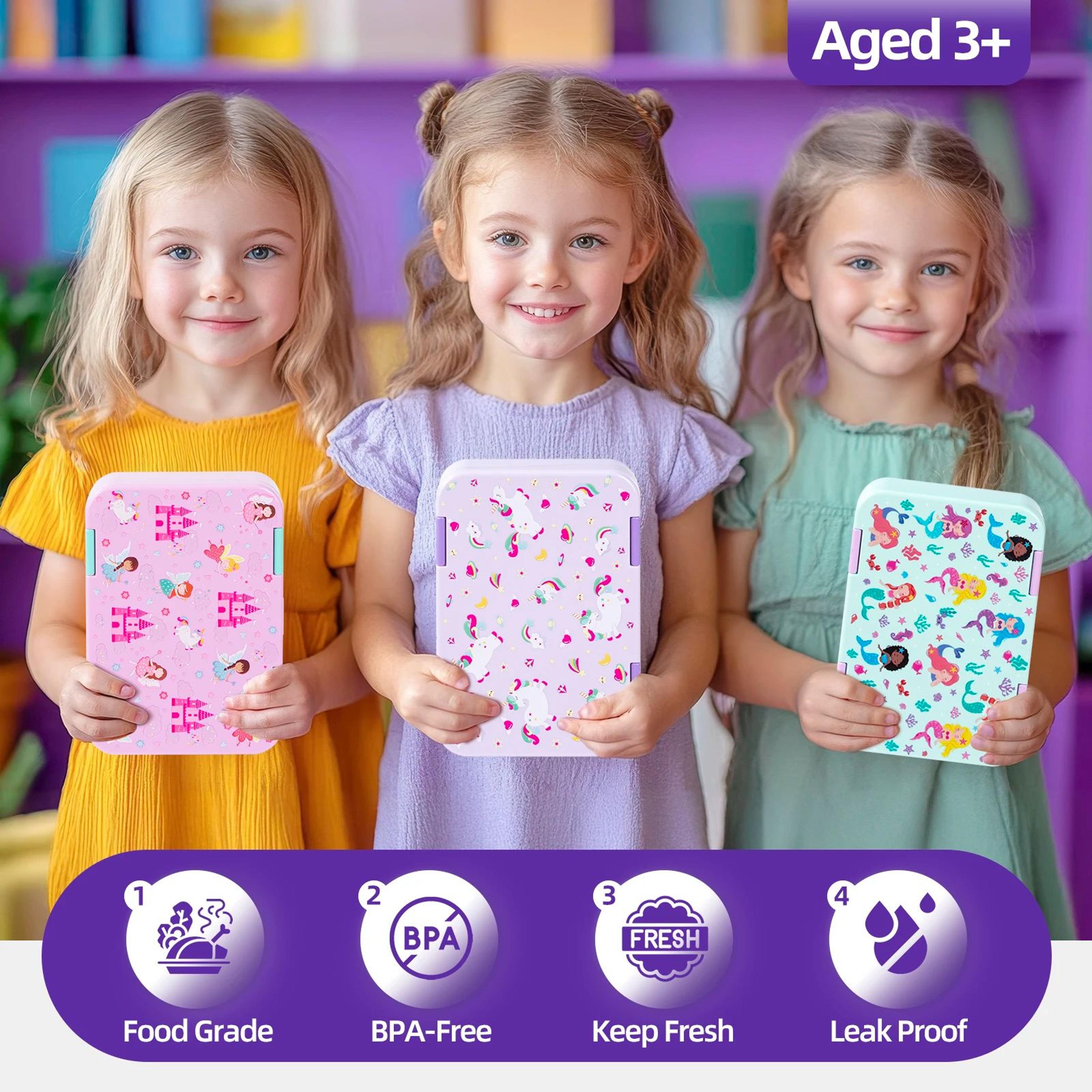 Cartoon Bento Lunch Box  3990 Fl Oz Leakproof Meal Container With Removable Dividers For School Wor 2