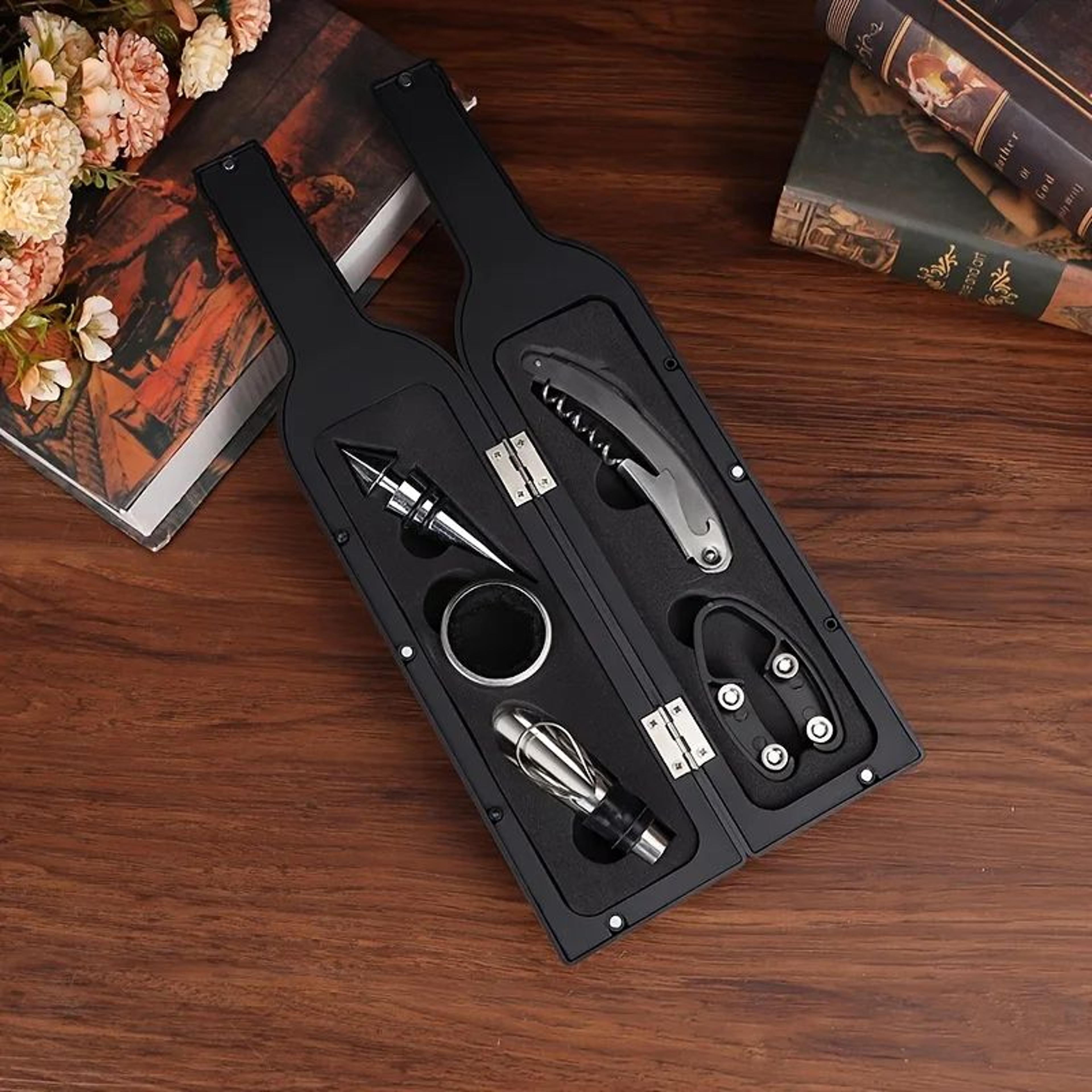 Wine Accessories Gift Set  Stainless Steel Opener With Corkscrew Stopper Pourer  Foil Cutter For Ho 4