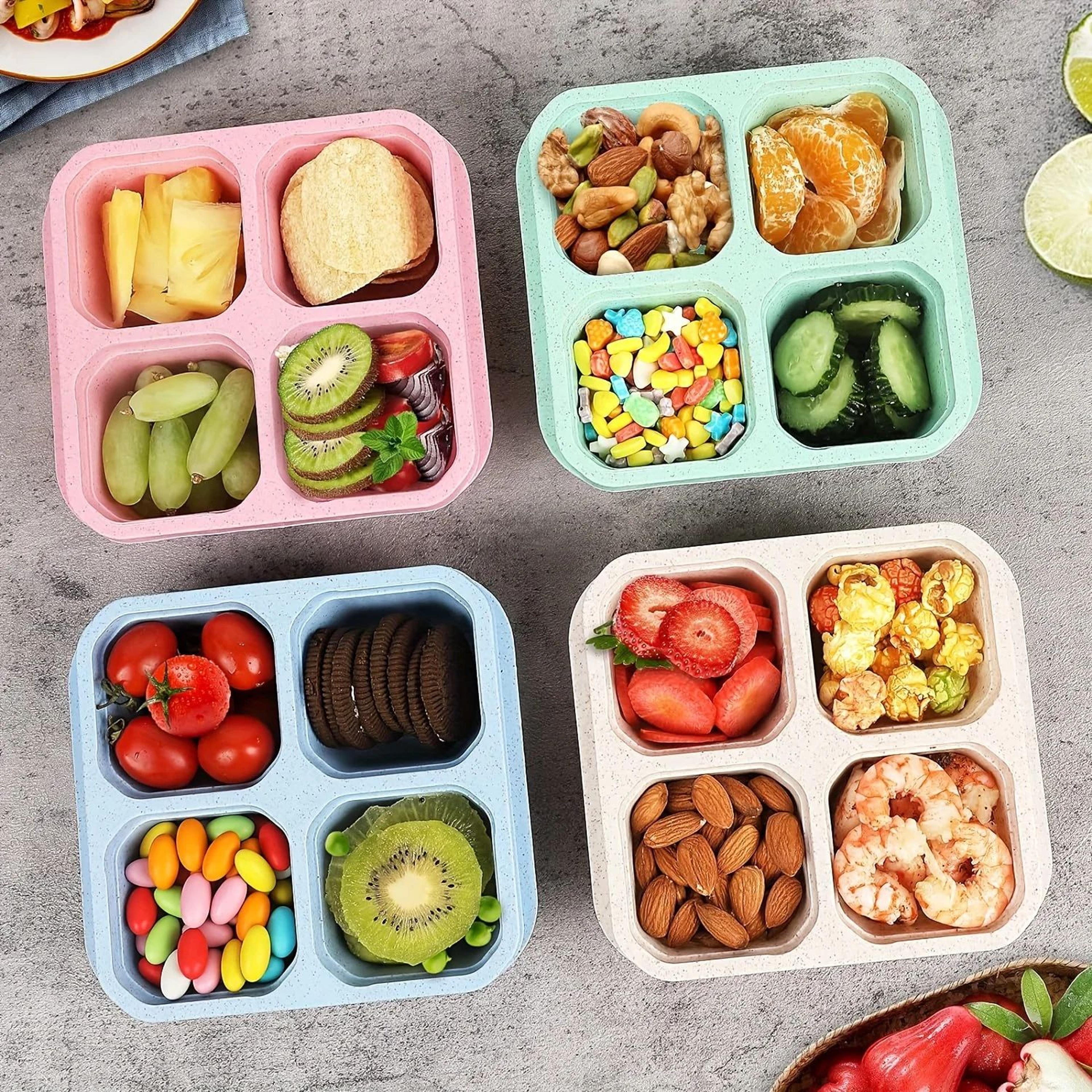 Bento Snack Box  BPAFree Reusable Lunch Container With Lid And 4 Compartments For Neat School Work  1