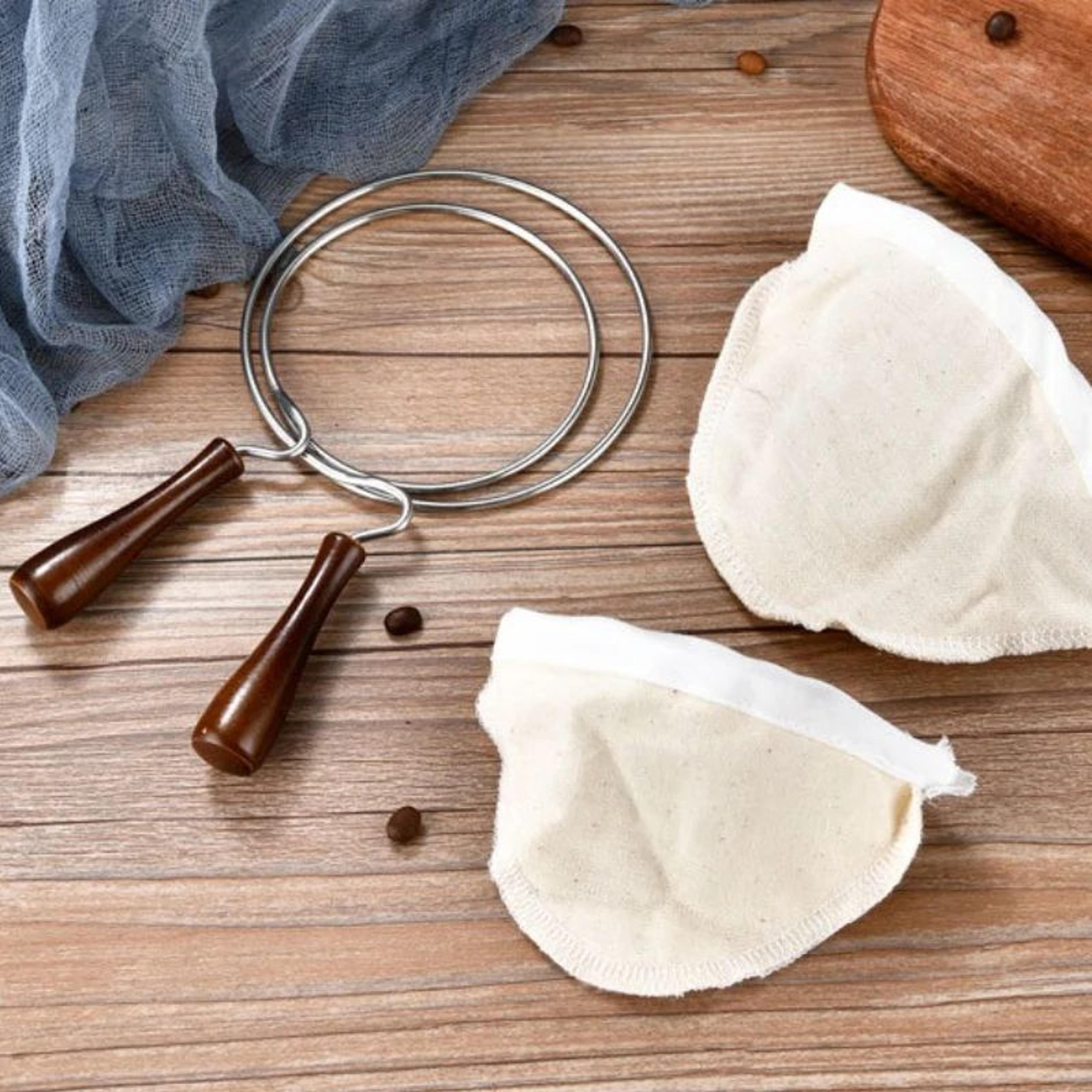 reusable cloth coffee filter – flannel filter bag with handle for practical manual brewing, tea filtering and home use