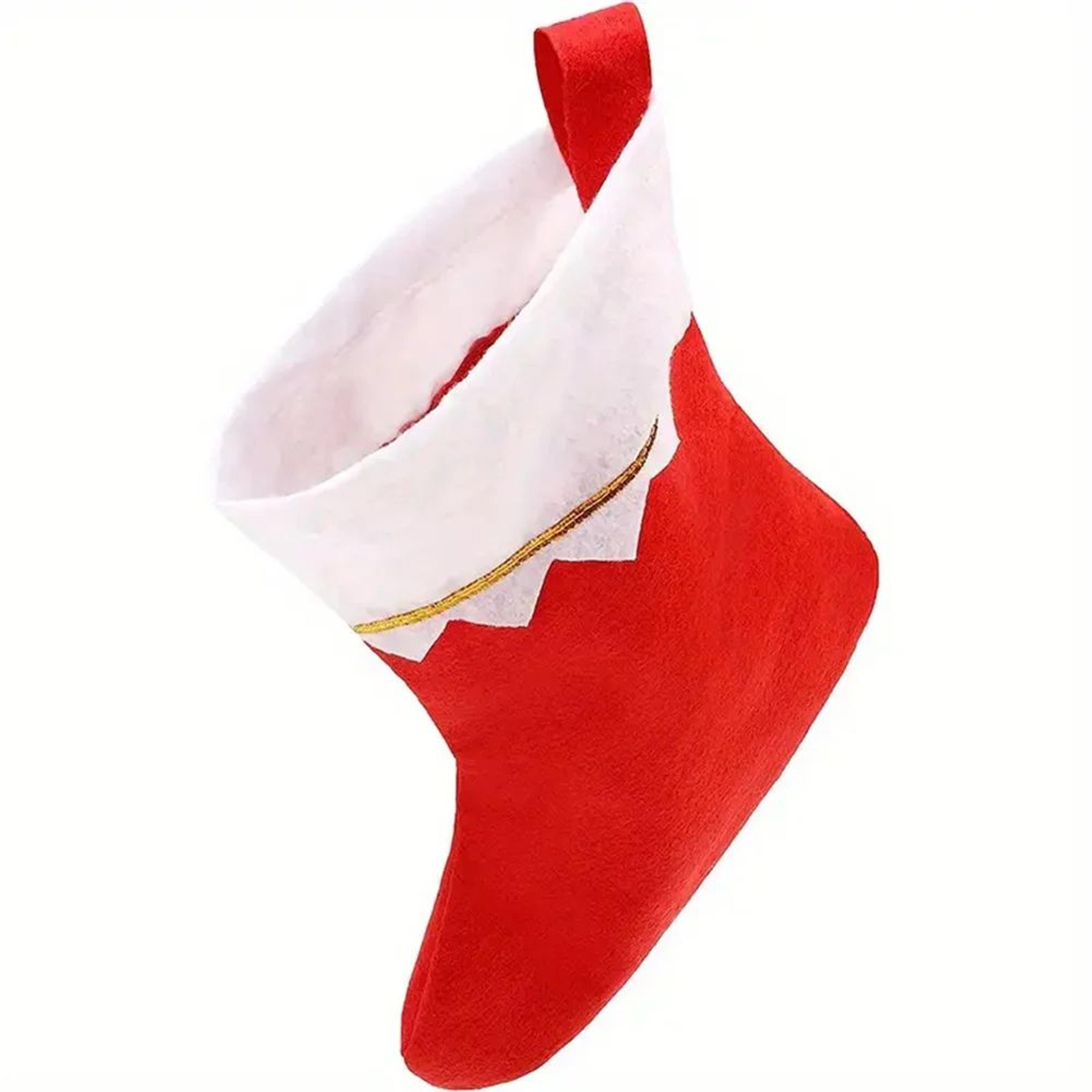 Red Felt Christmas Stockings  Golden Trim Hanging Holiday Decor For Fireplace Displays Festive Home 4