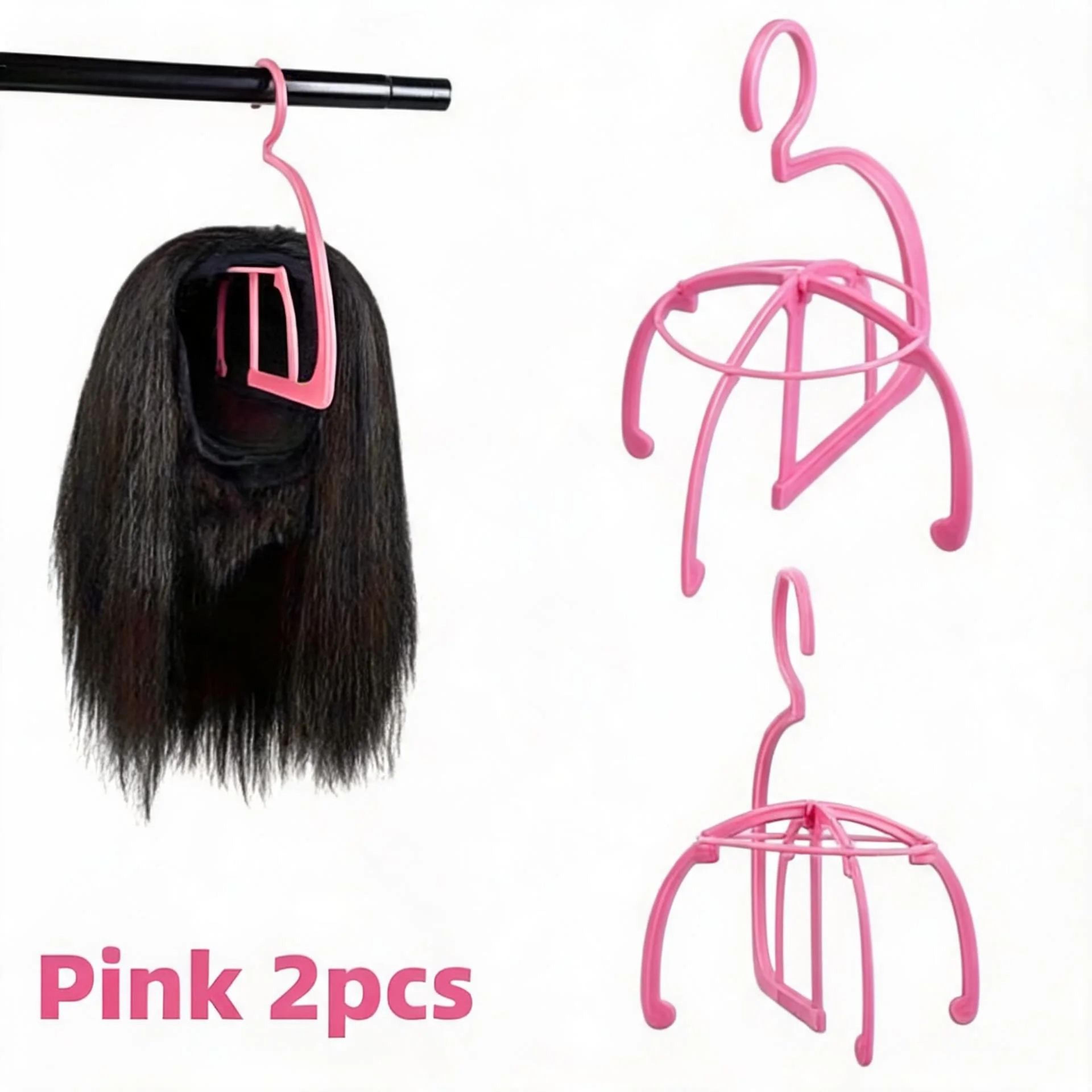 Folding Wig Stand  Portable Plastic Wig And Hat Holder In Black Or Pink For Easy Storage Styling  O 11